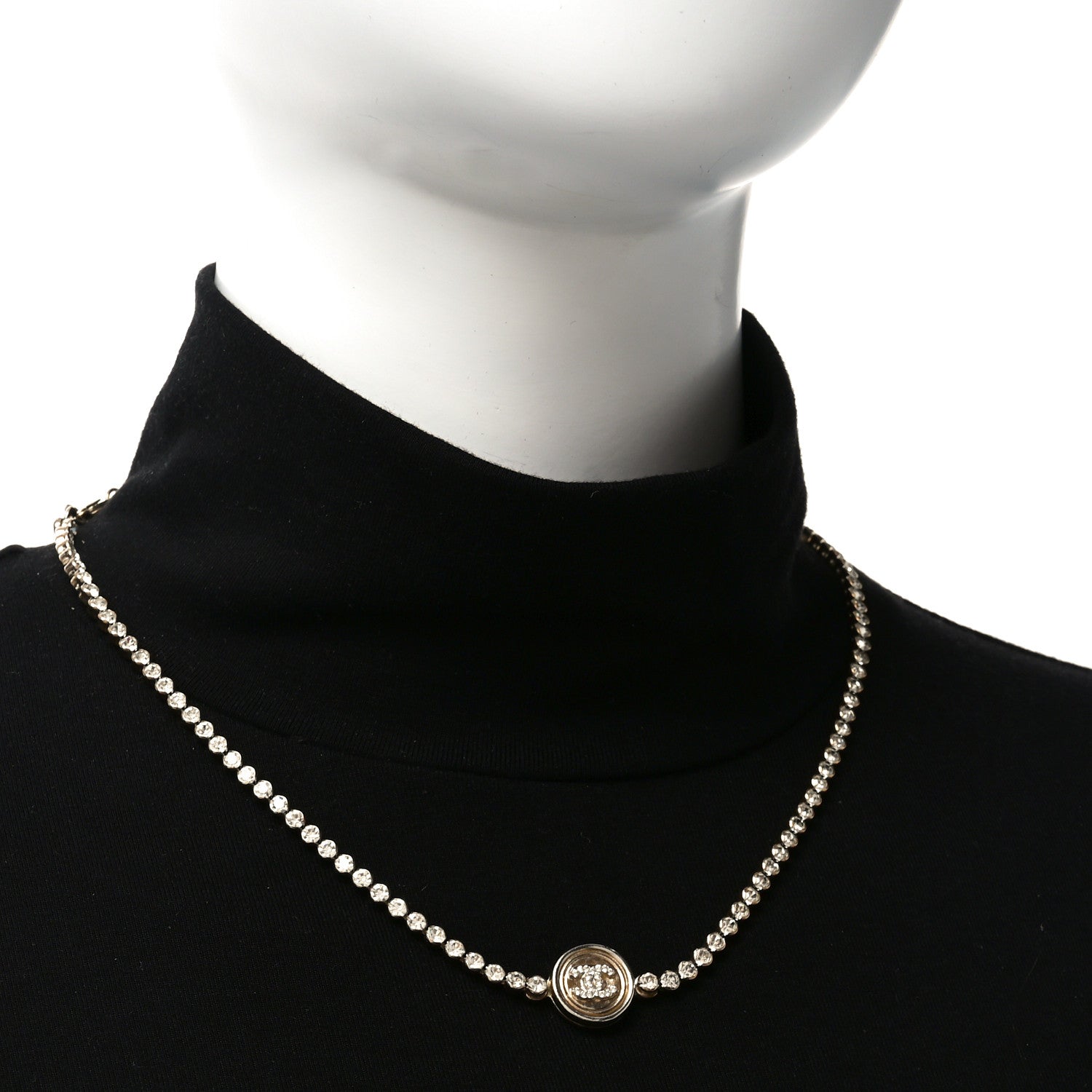Crystal Pearl CC Choker Necklace Gold