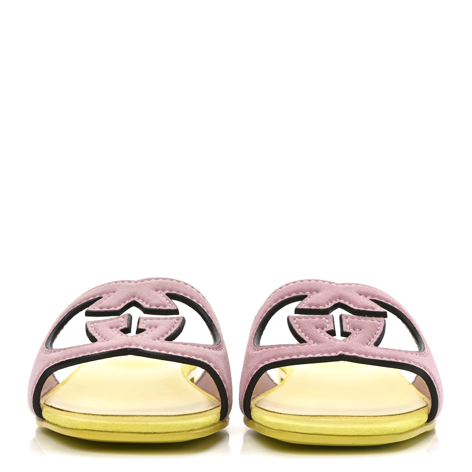 Kid Scamosciato Interlocking G Cut Out Slide Sandals 37 Dolly Pink