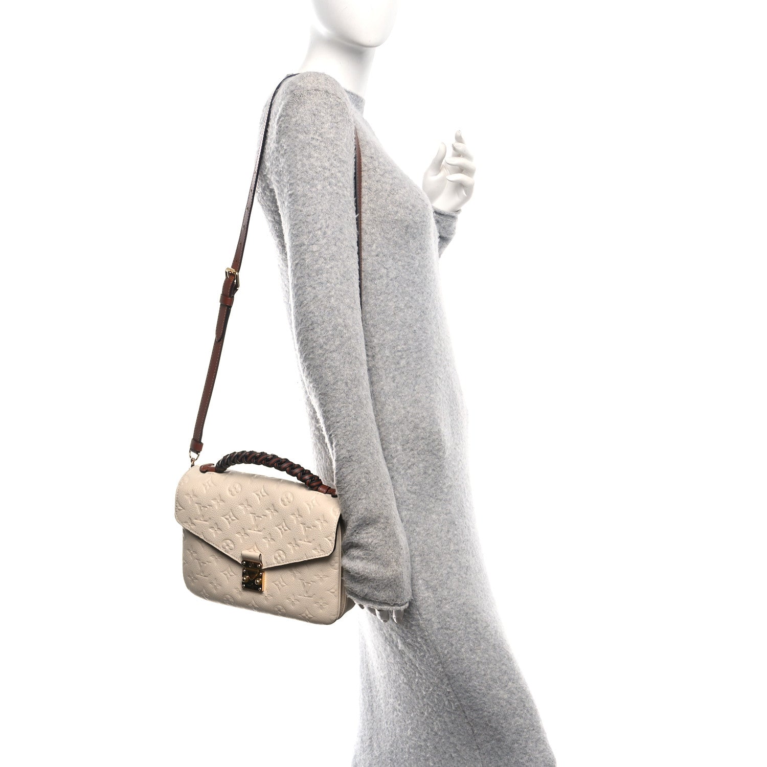 Empreinte Braided Pochette Metis Creme Beige Caramel