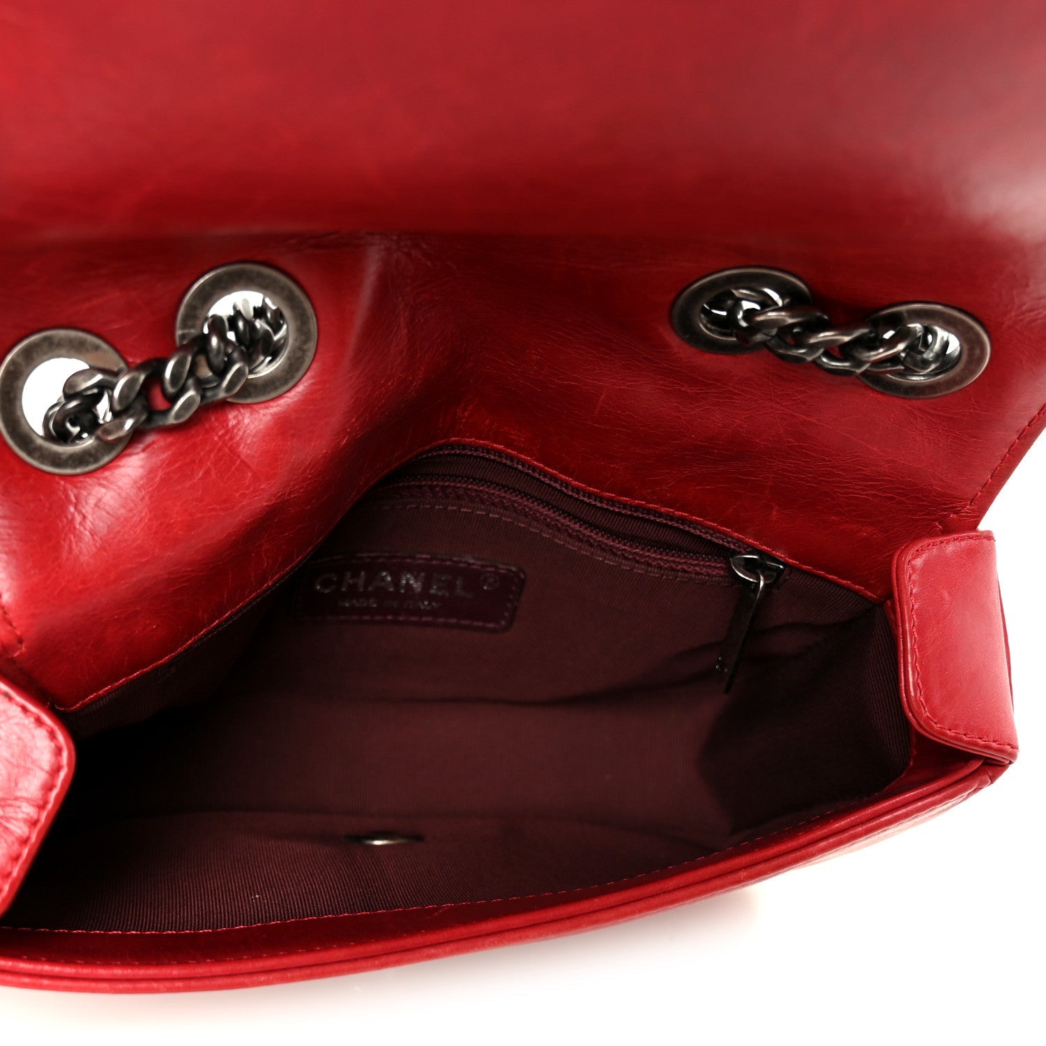 Glazed Calfskin Quilted Small Coco Boy Flap Red