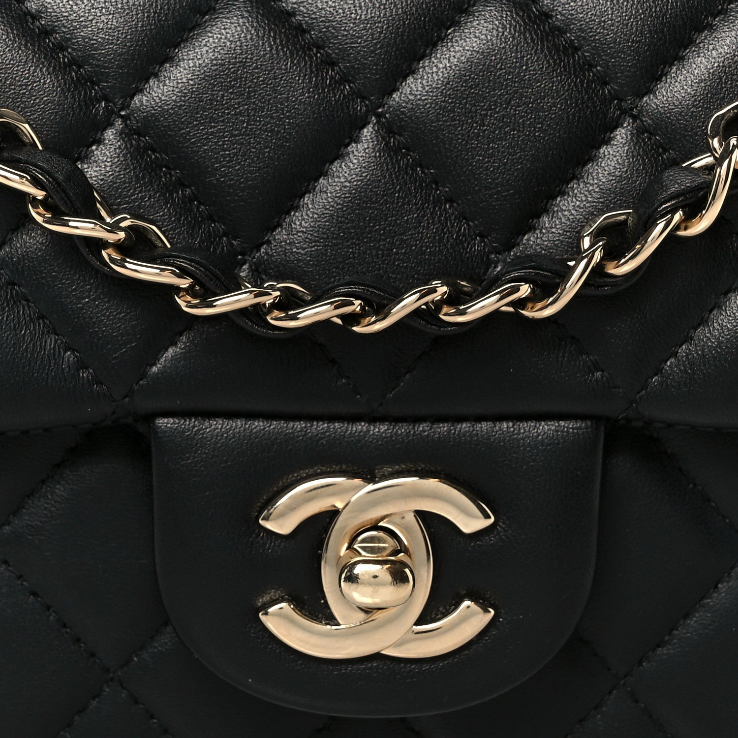 Lambskin Quilted Mini Rectangular Flap Black
