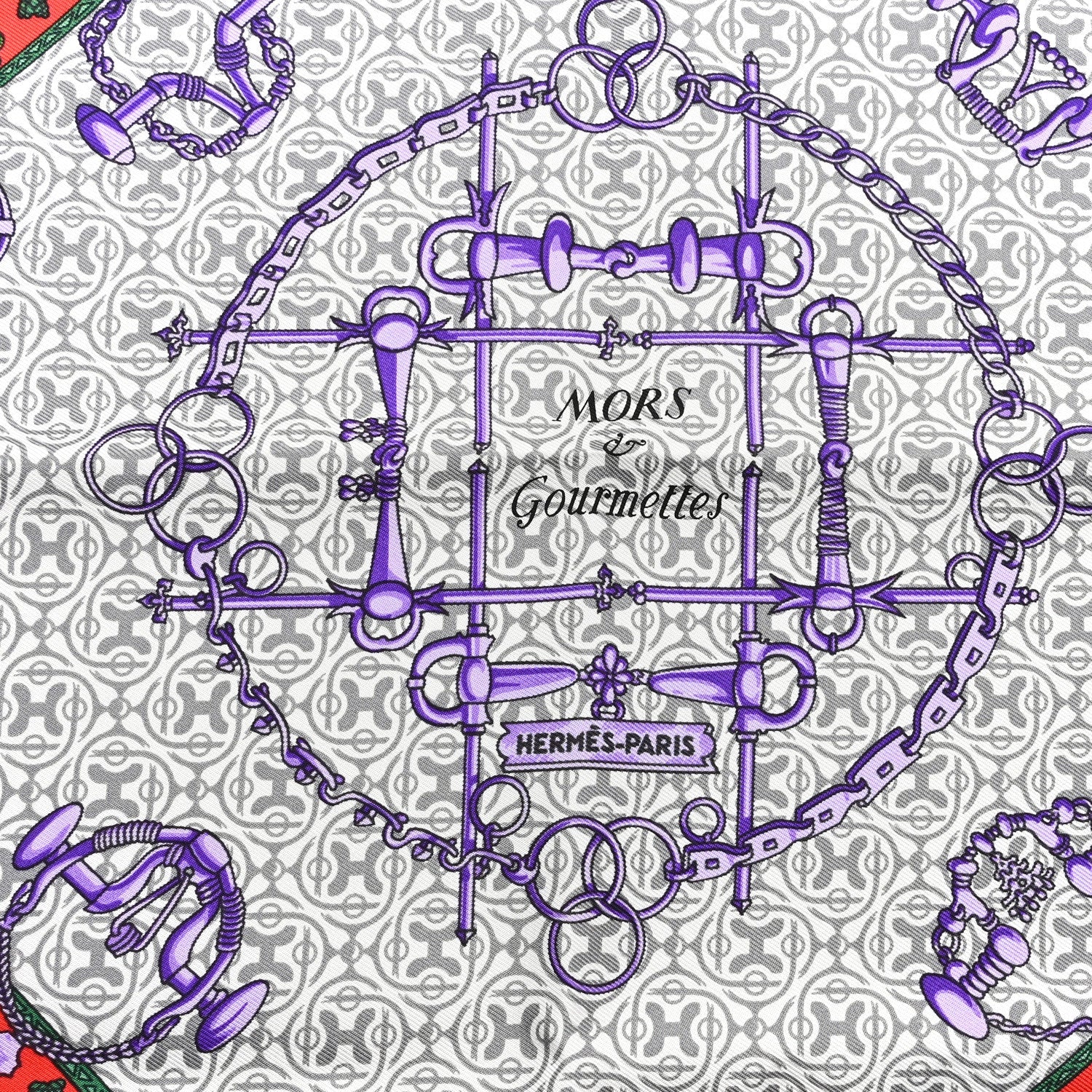 Silk Mors et Gourmettes Pocket Square 45 Rouge Violet Vert