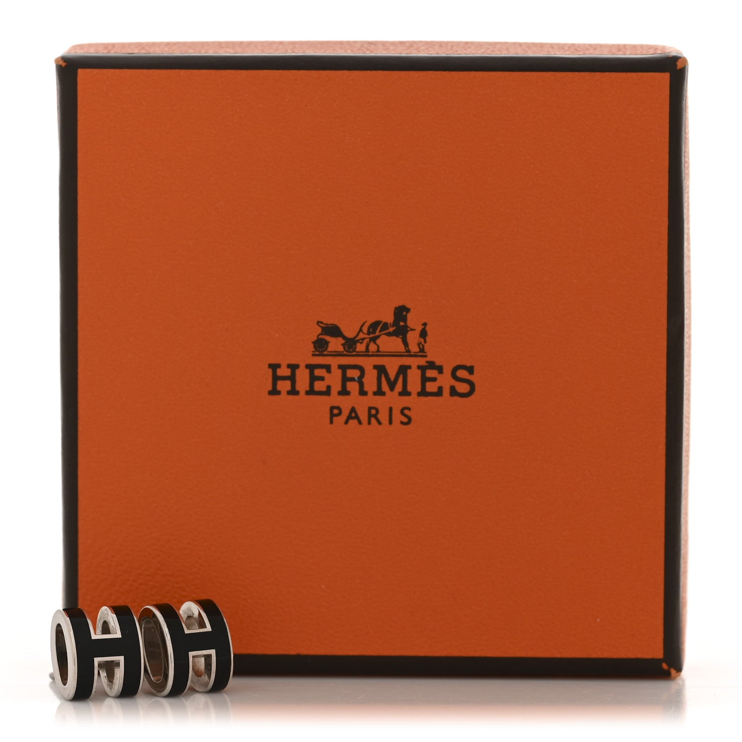 Palladium Lacquered Mini Pop H Earrings Black