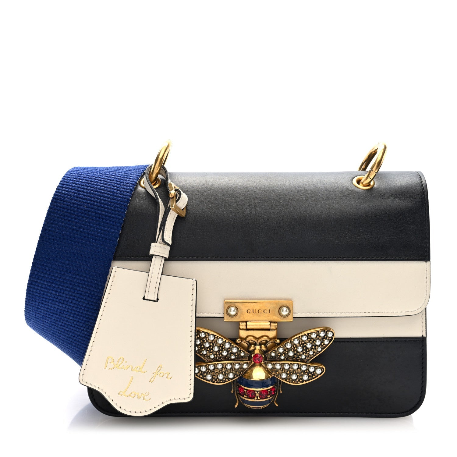 Calfskin Sylvie Web Queen Margaret Shoulder Bag Mystic White Black