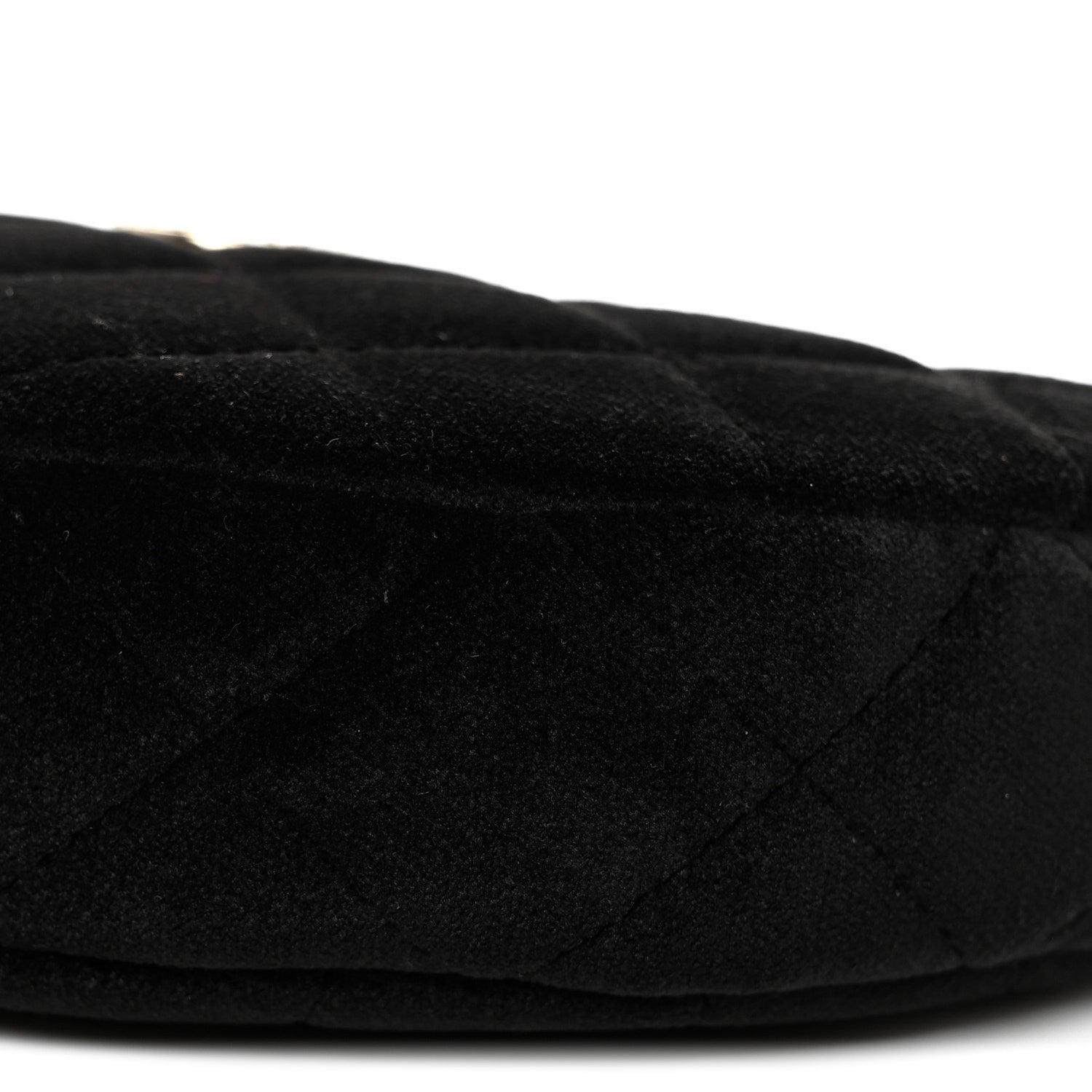 Velvet Crystal Quilted Chain Hobo Black