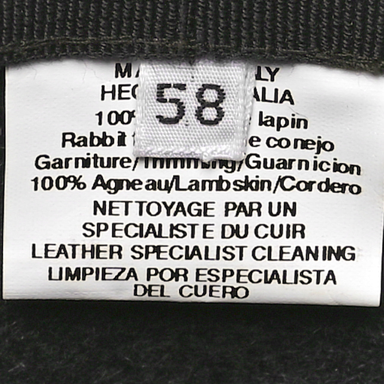 Rabbit Felt Lambskin Hat 58 Black