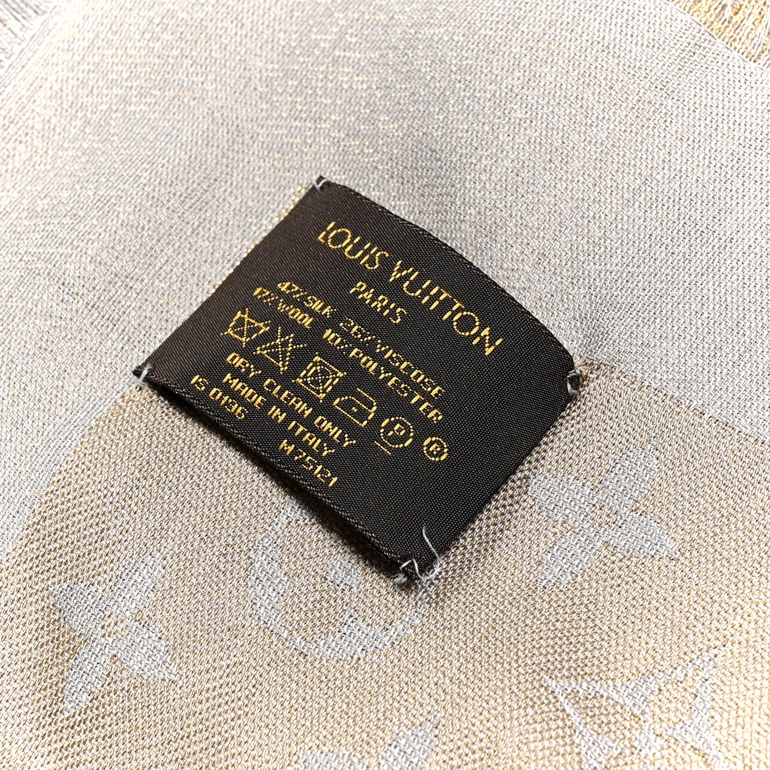 Silk Lurex Wool Monogram Shine Shawl Greige