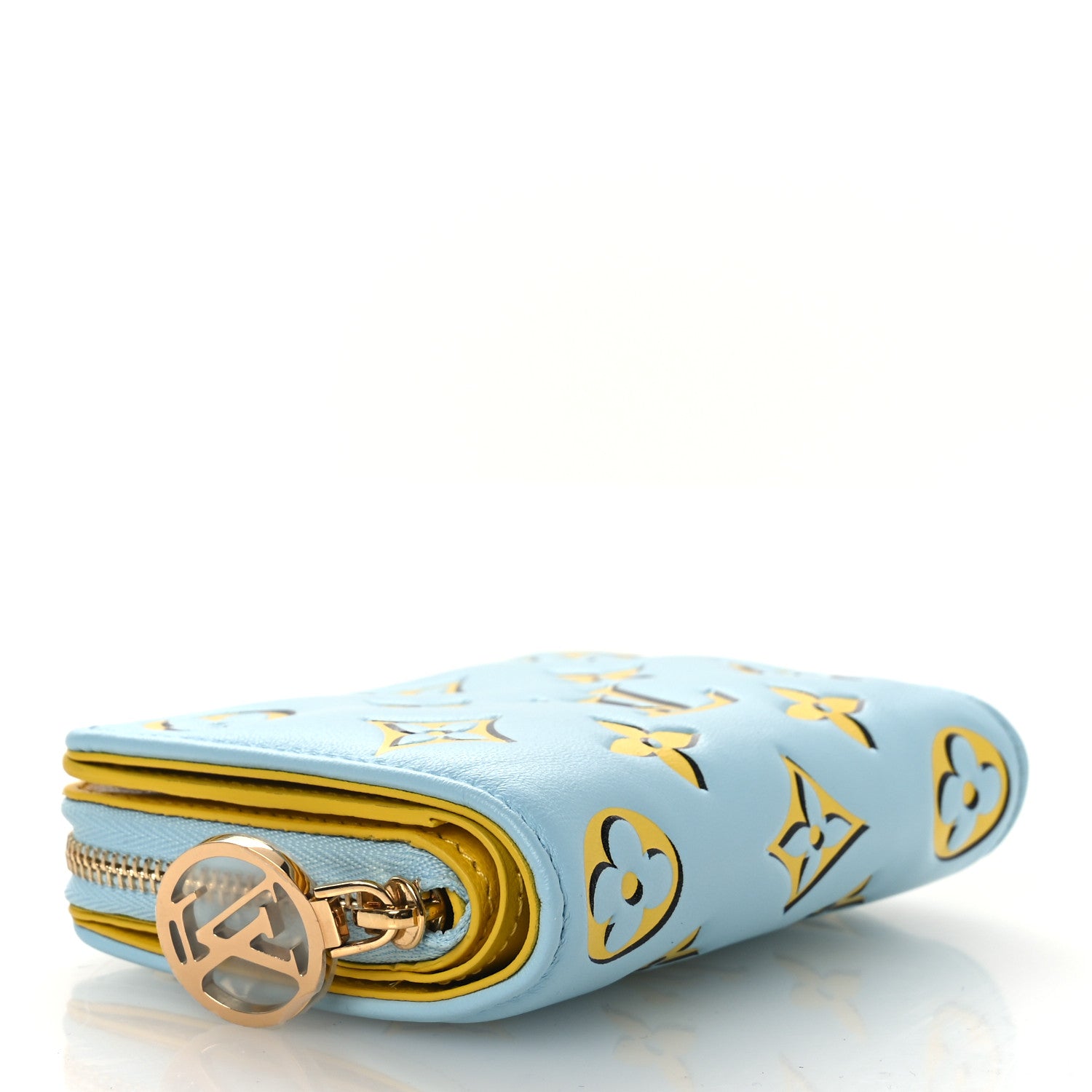Lambskin Embossed Monogram Lou Coussin Wallet Blue Yellow