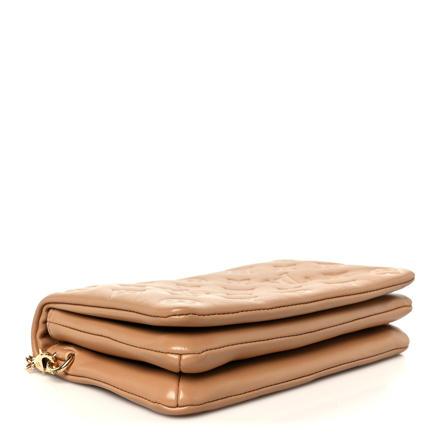Lambskin Embossed Monogram Pochette Coussin Camel