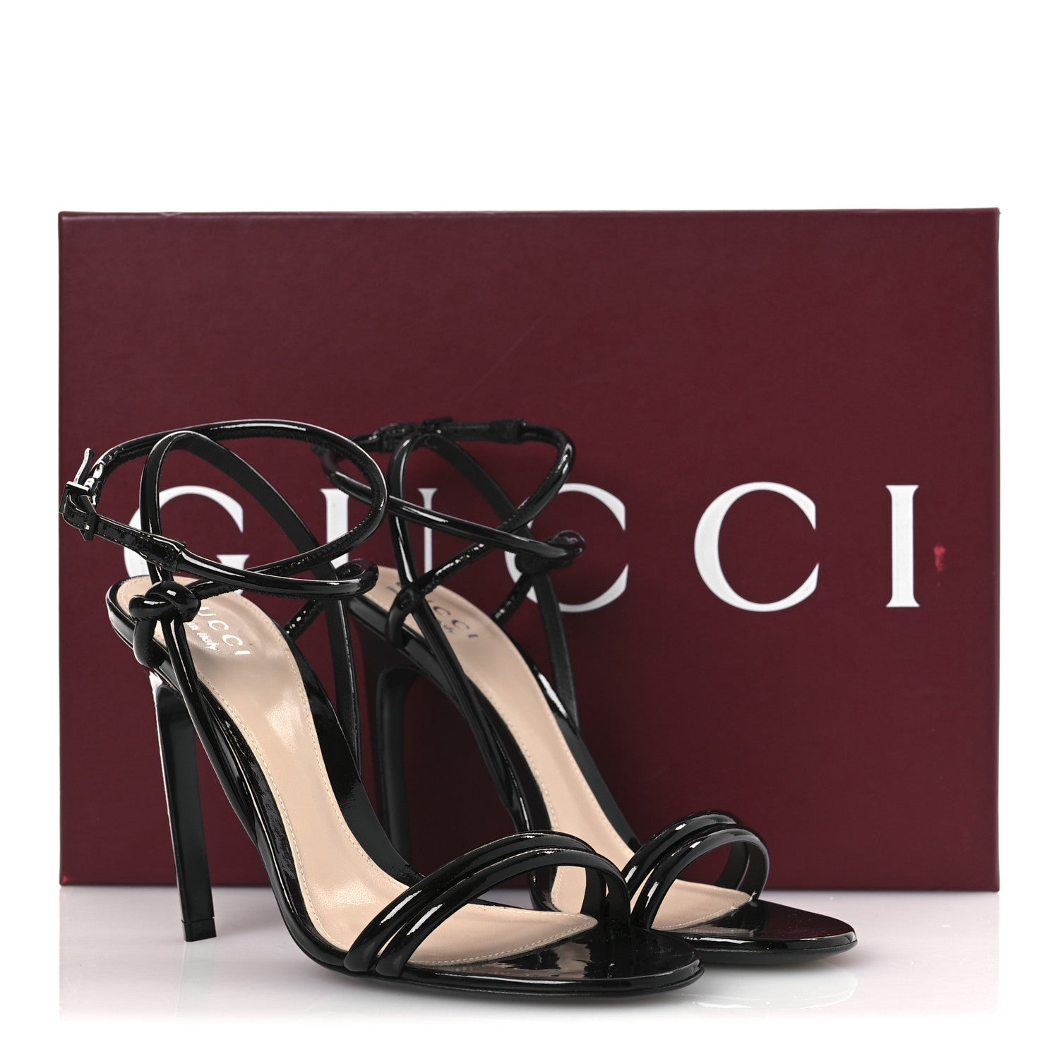 Patent Lambskin Walma 105 Sandals 36.5 Black