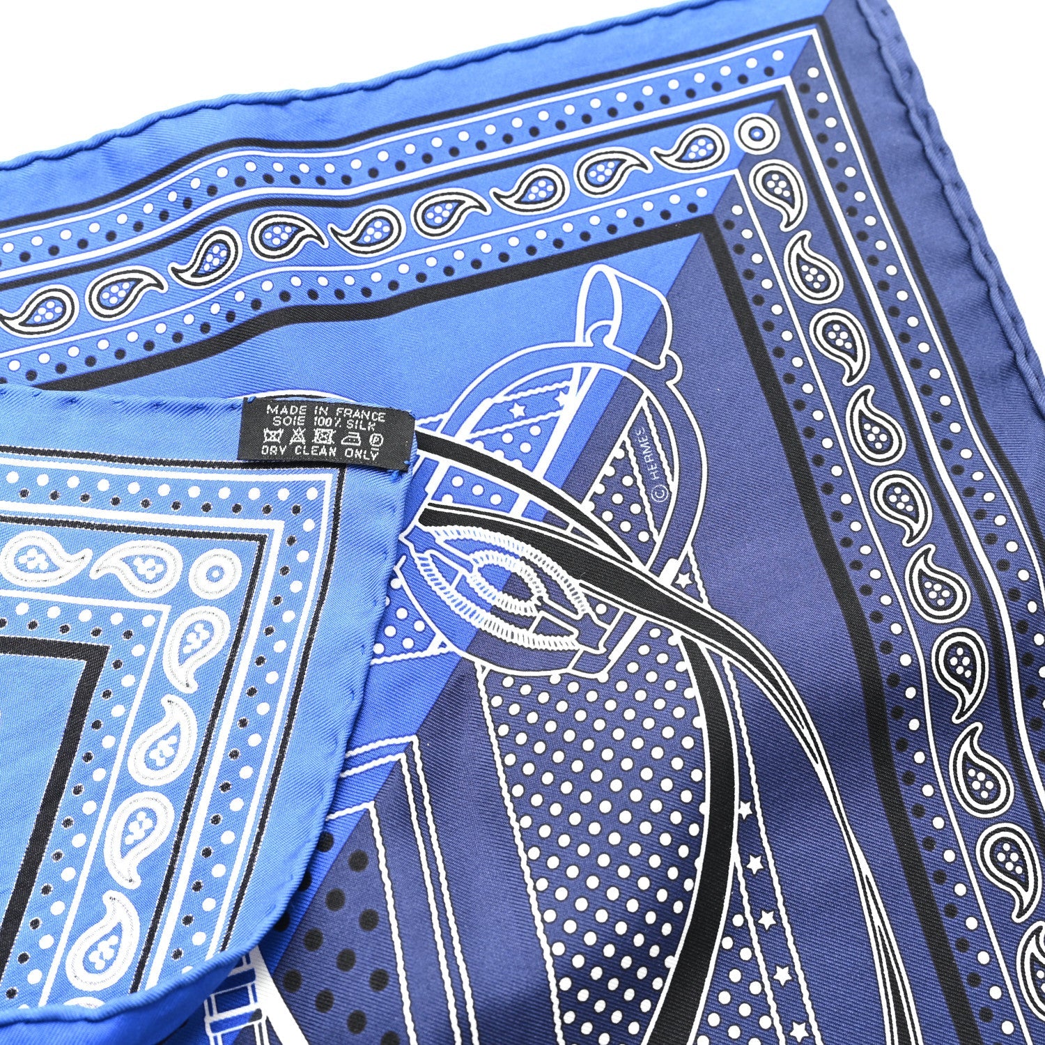 Silk Grand Manege Cut Bandana Scarf 55 Bleu Nuit Bleu