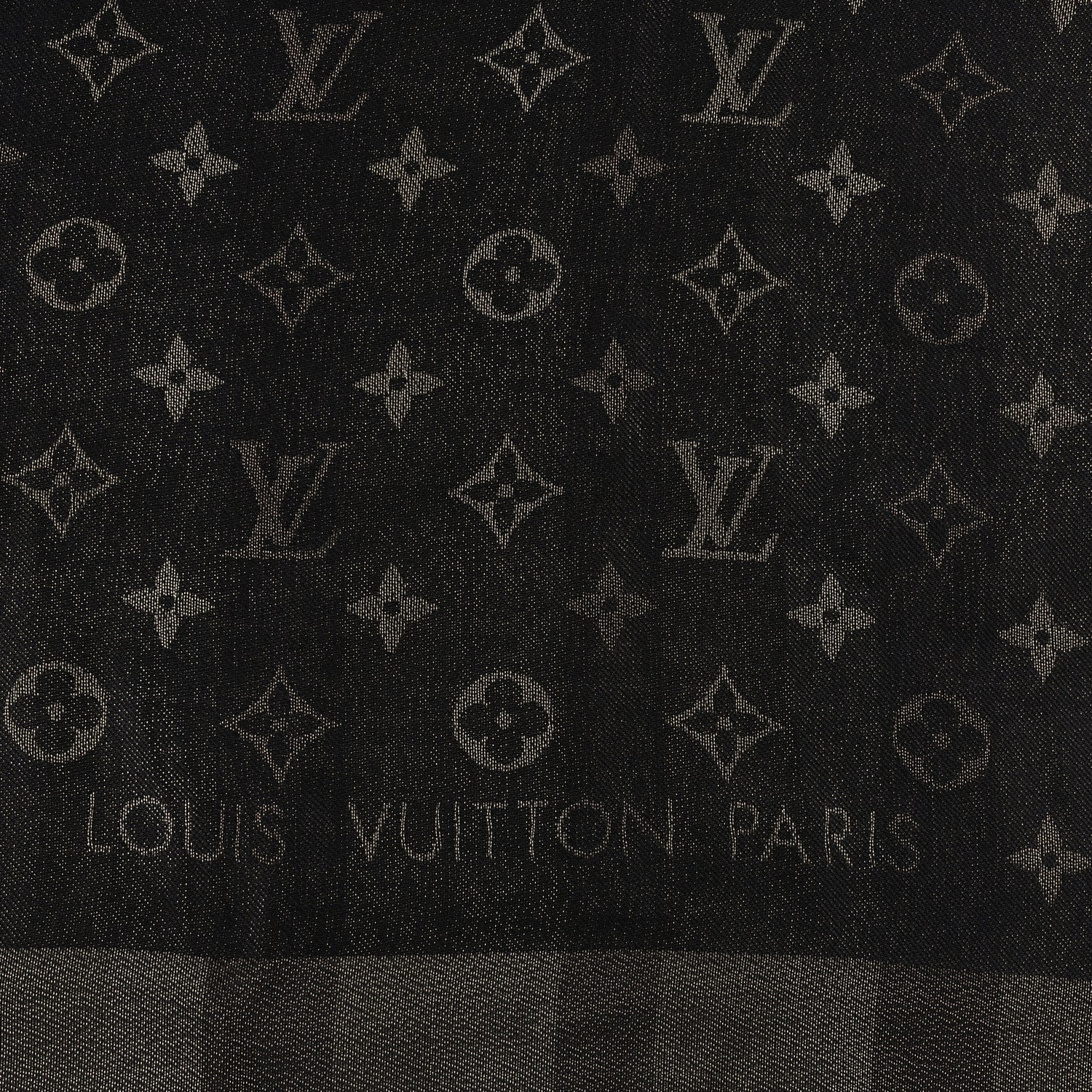 Silk Lurex Wool So Shine Monogram Shawl Black