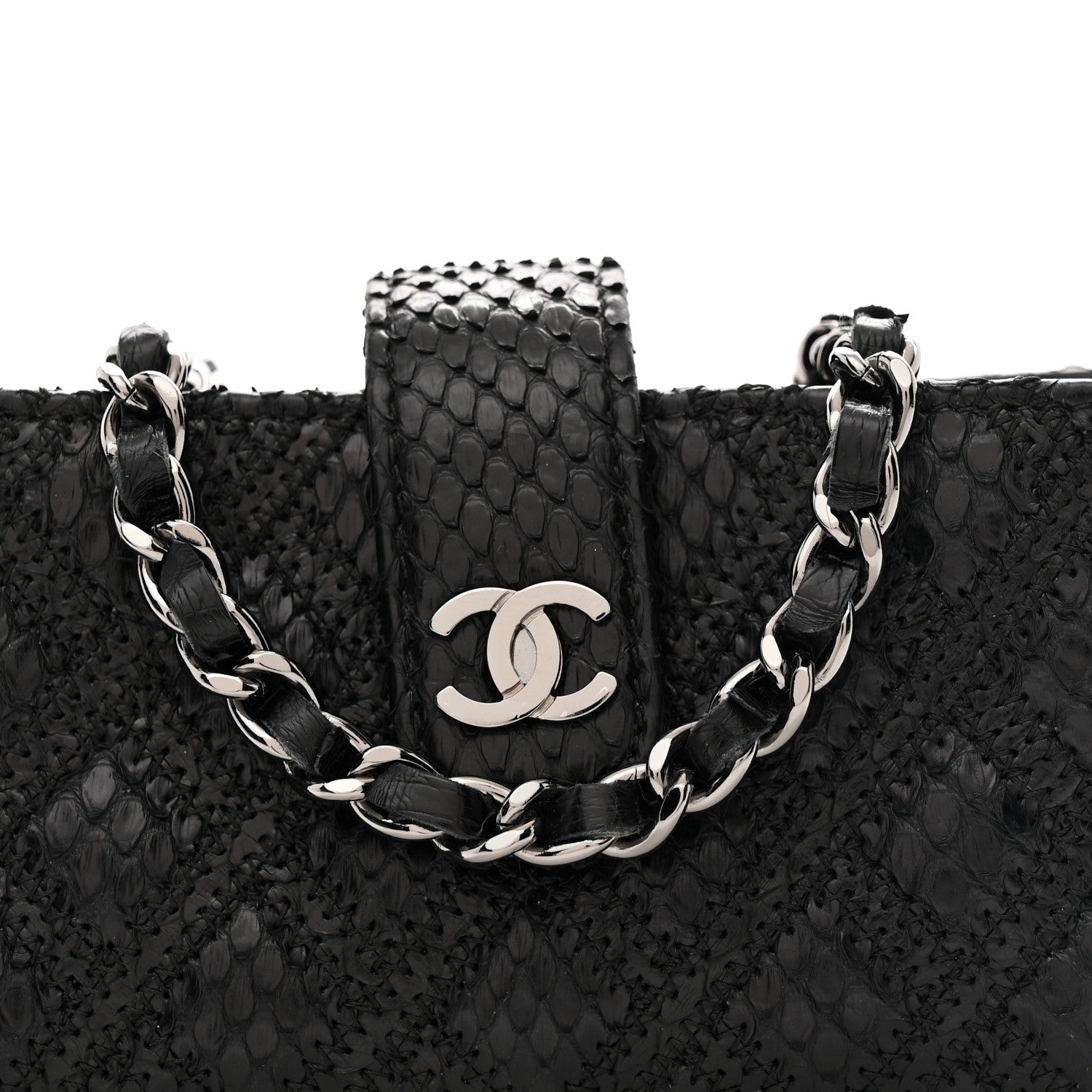 Snakeskin Quilted Phone Holder Clutch Black