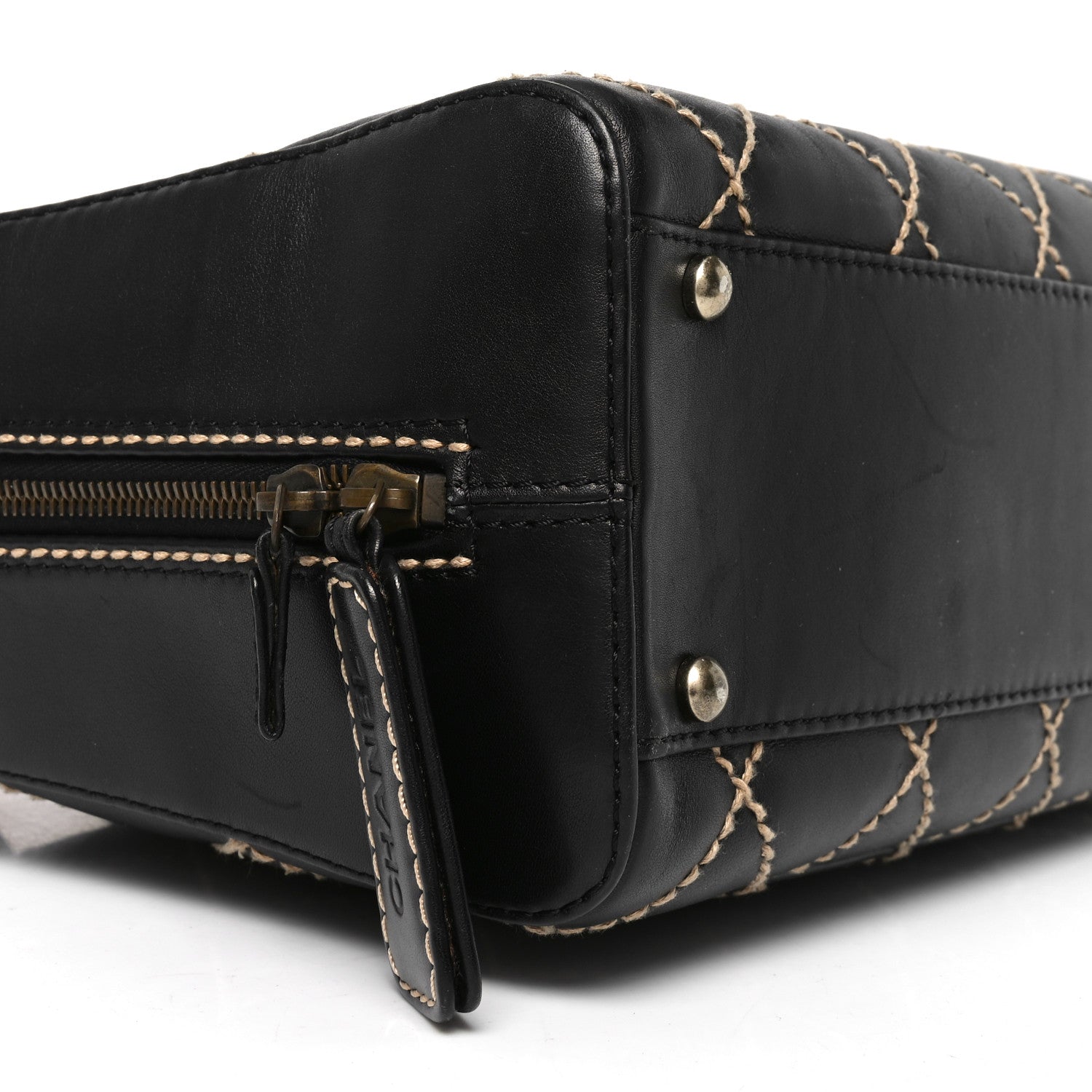 Calfskin Wild Stitch Top Handle Bag Black
