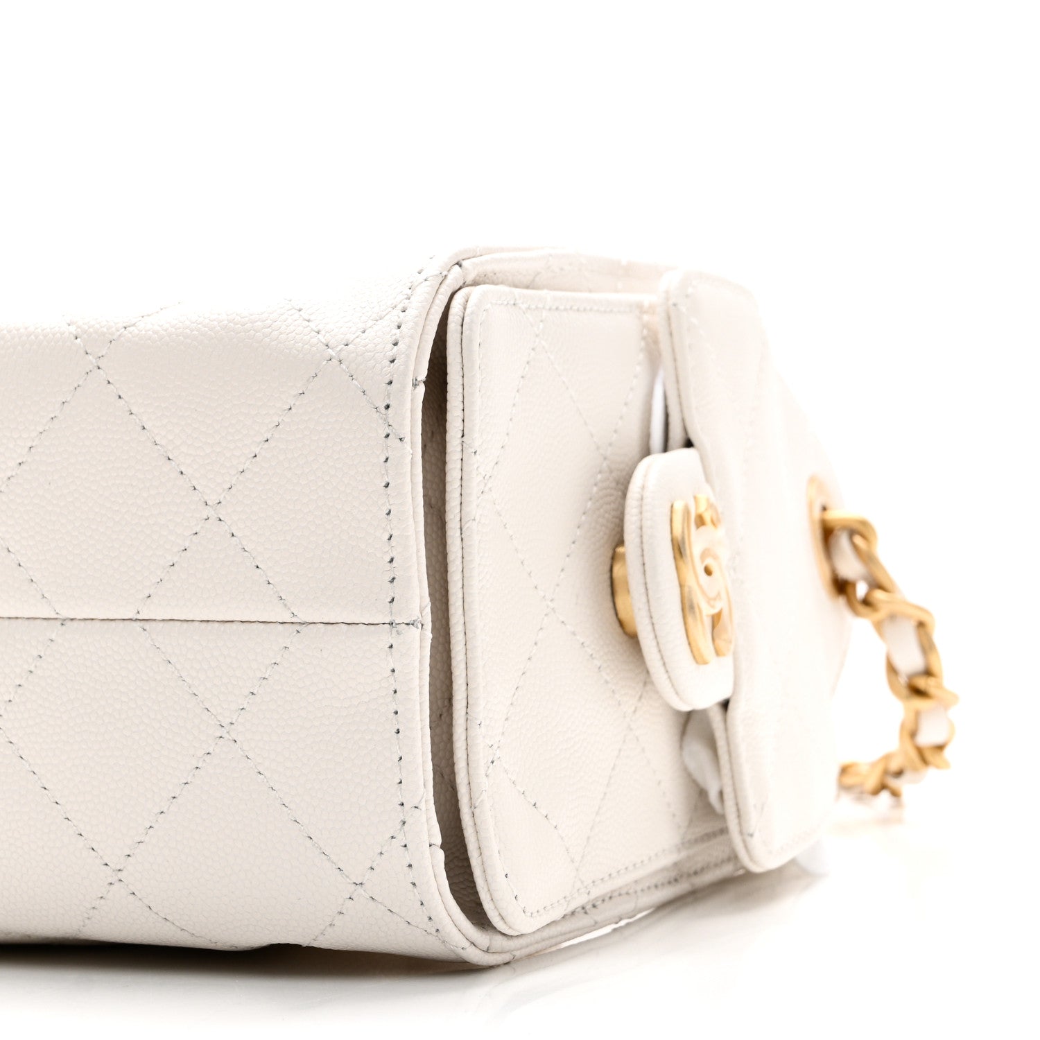 Caviar Quilted Mini Chanel 25 Handbag White