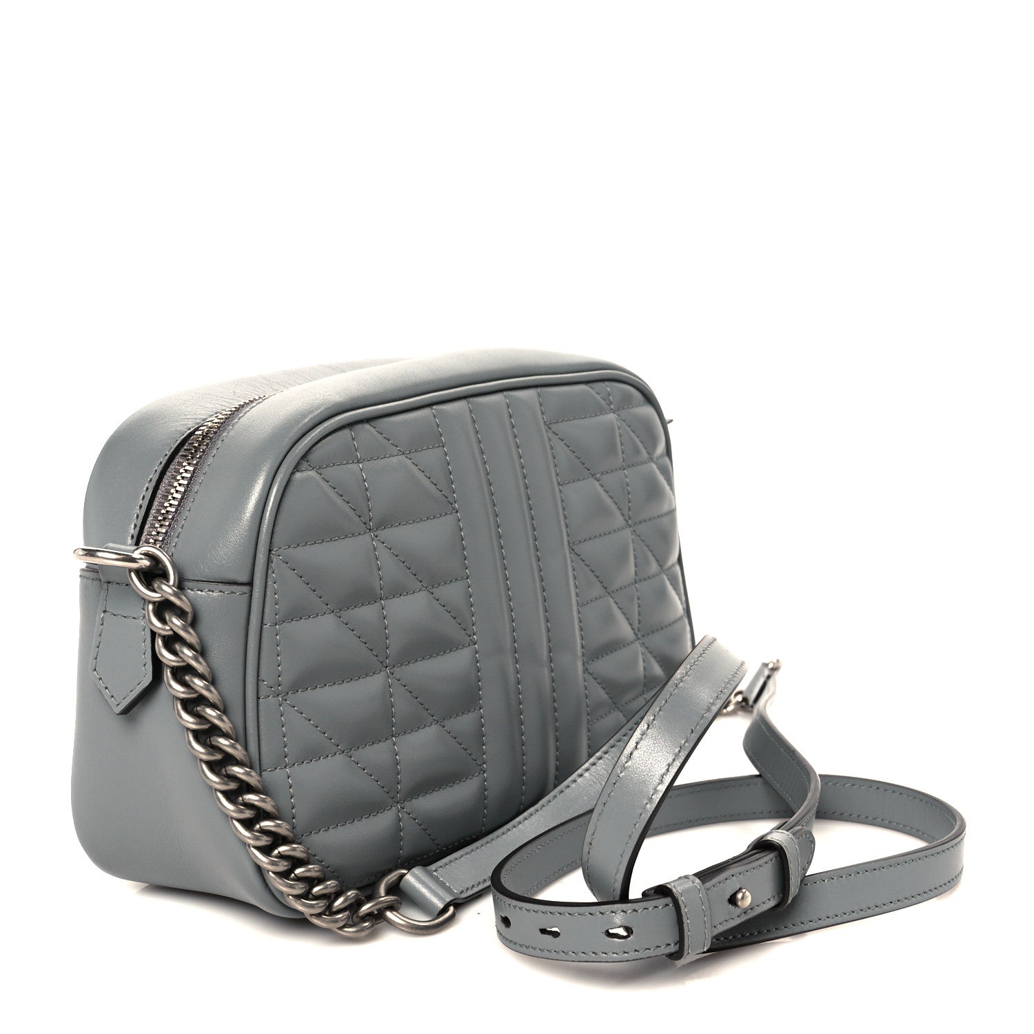 Calfskin Matelasse Aria Small GG Marmont Chain Shoulder Bag Deep Grey