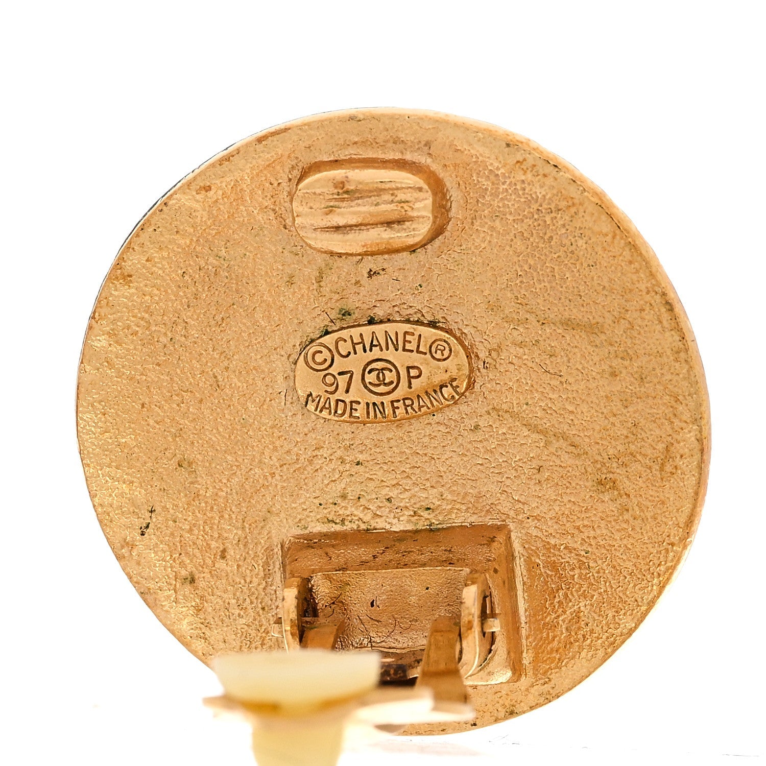 Round CC Clip On Earrings Gold