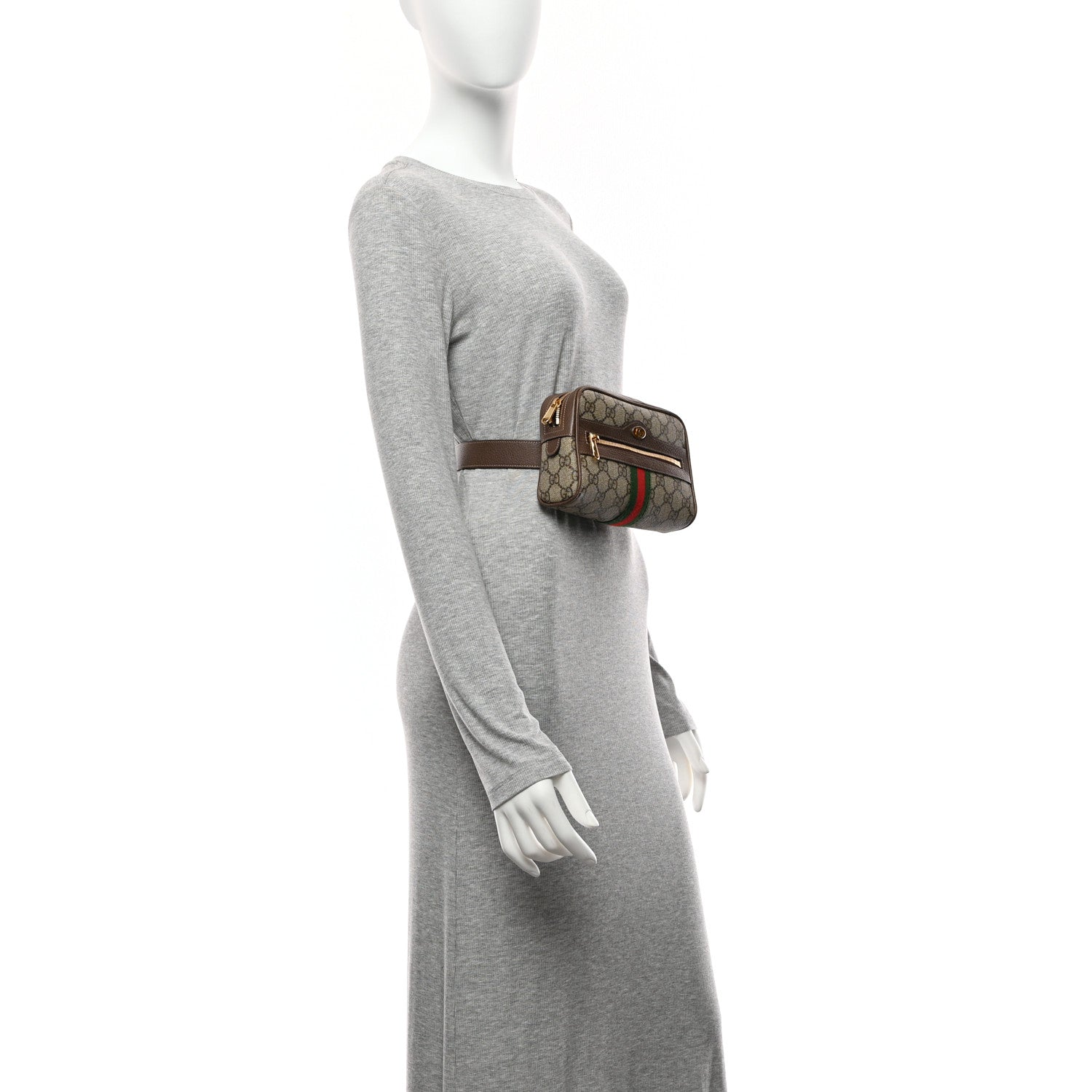 GG Supreme Monogram Web Small Ophidia Belt Bag 85 34 Dark Brown