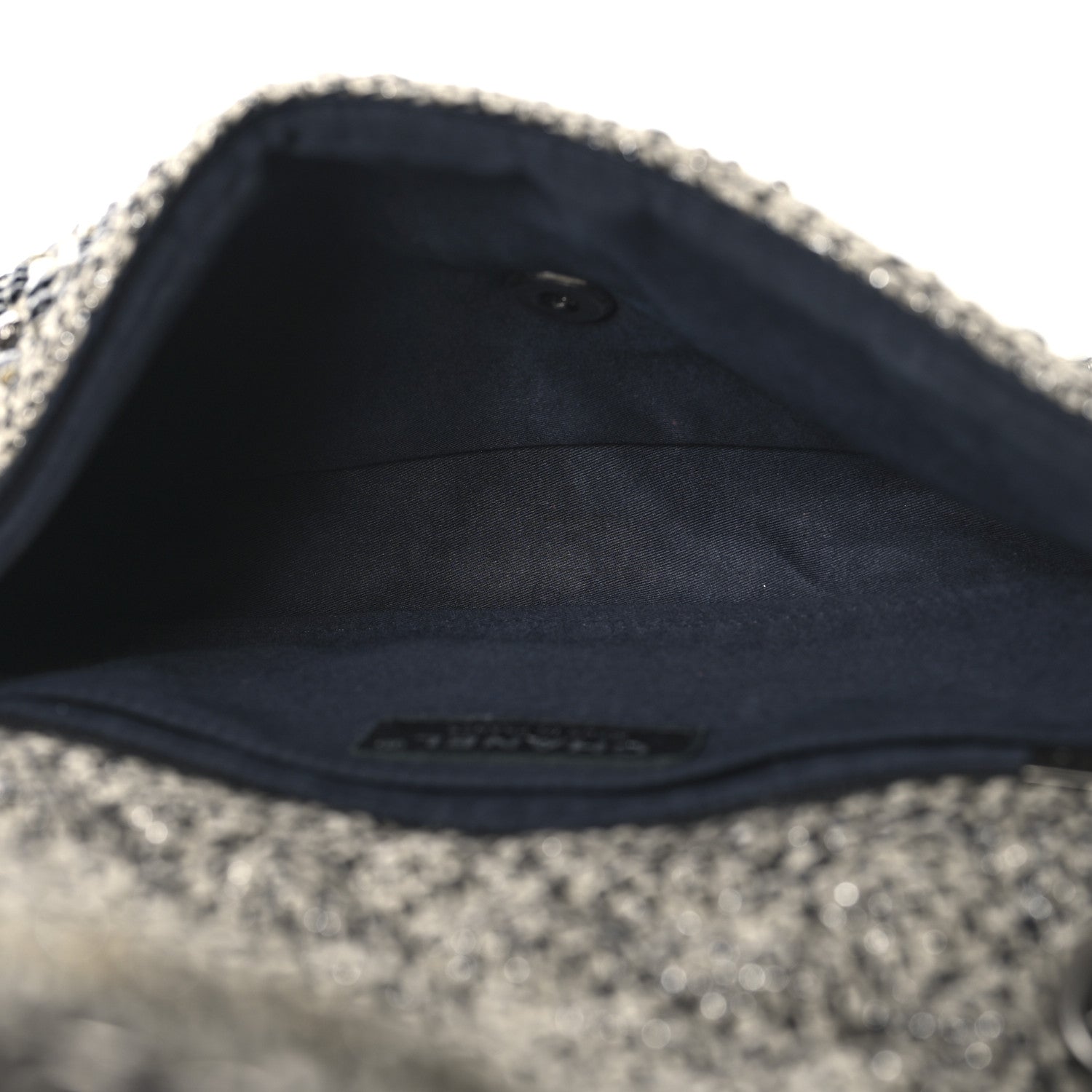 Tweed Quilted Mini Side Pearl Flap Bag Grey