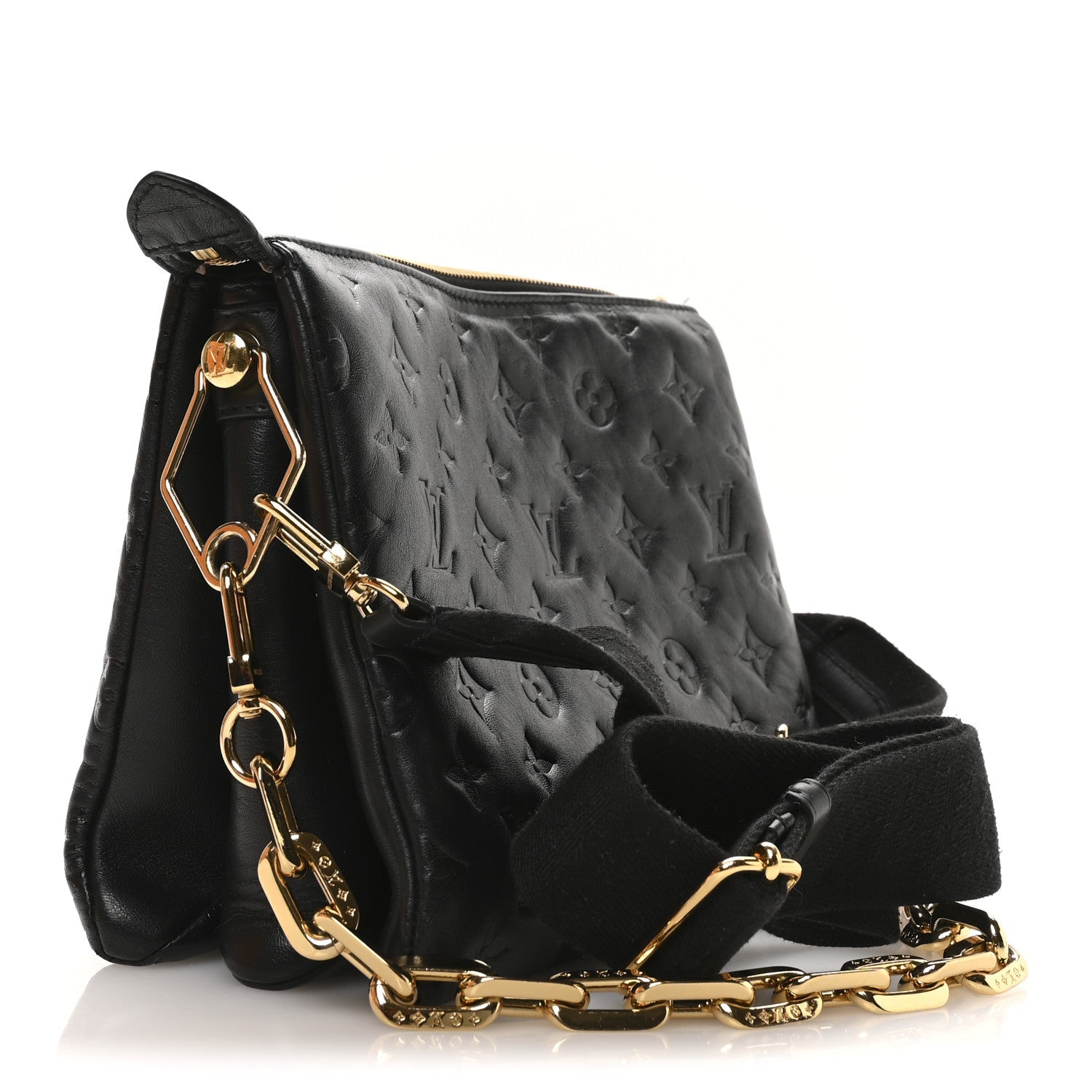 Lambskin Embossed Monogram Coussin PM Black