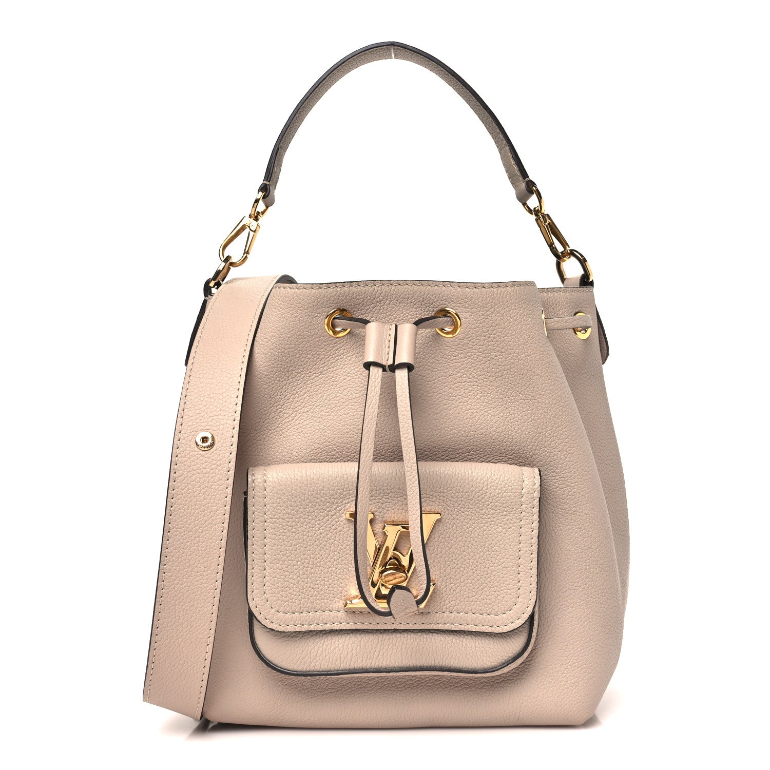 Calfskin Lockme Bucket MM Greige