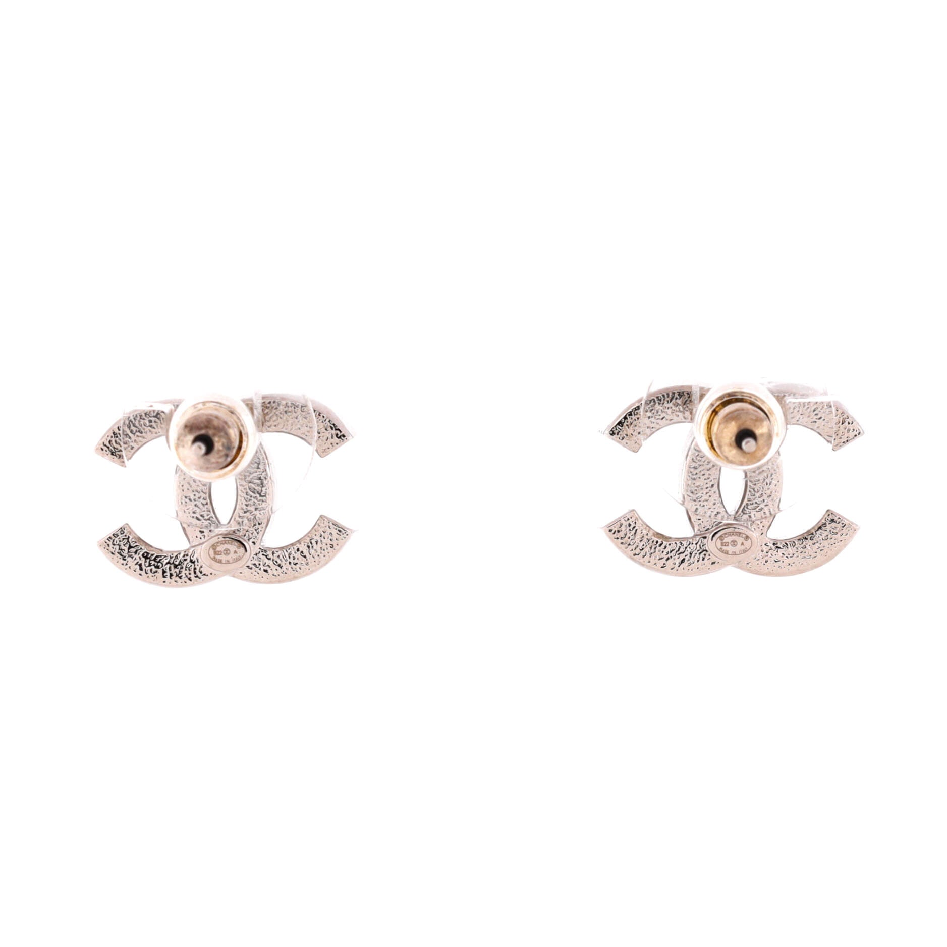 CC Stud Earrings Metal with Crystals