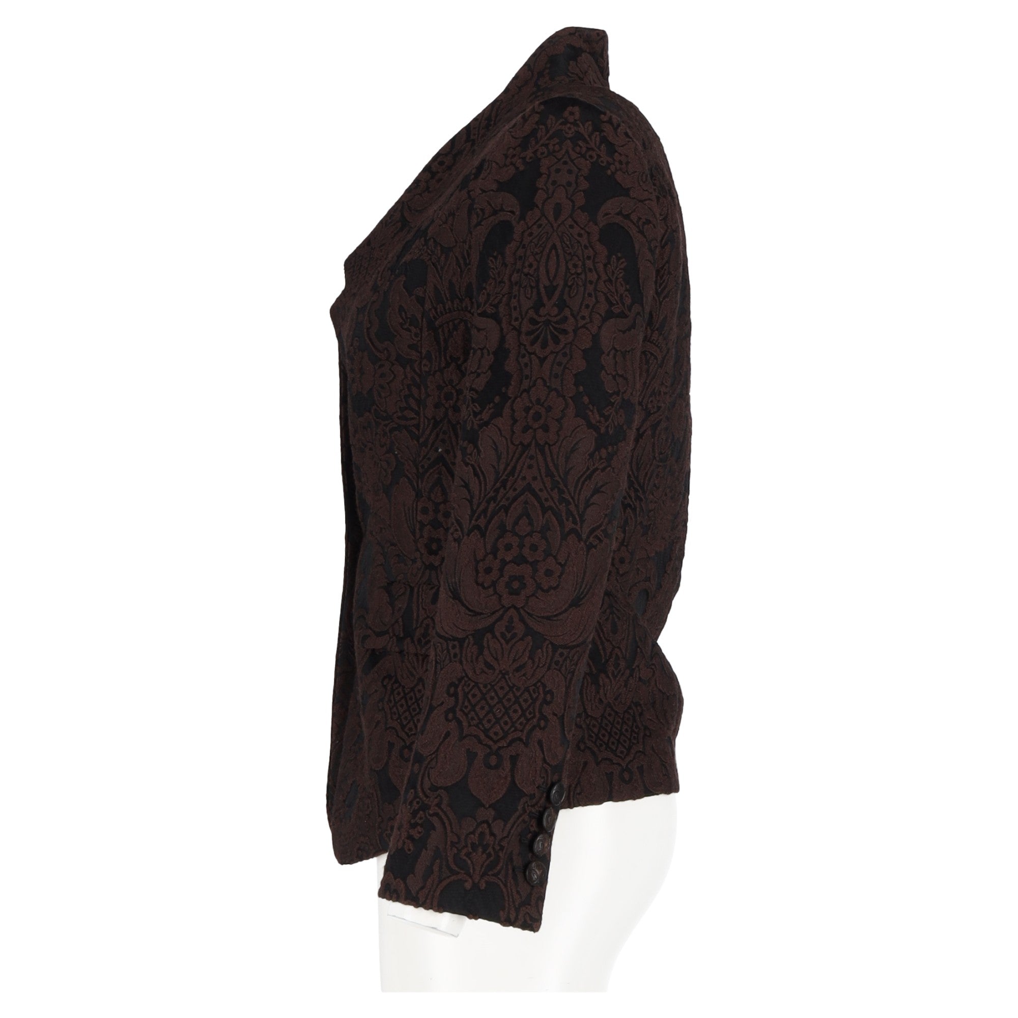 Women's Gucci 2010s Floral-Jacquard Blazer in Brown Wool