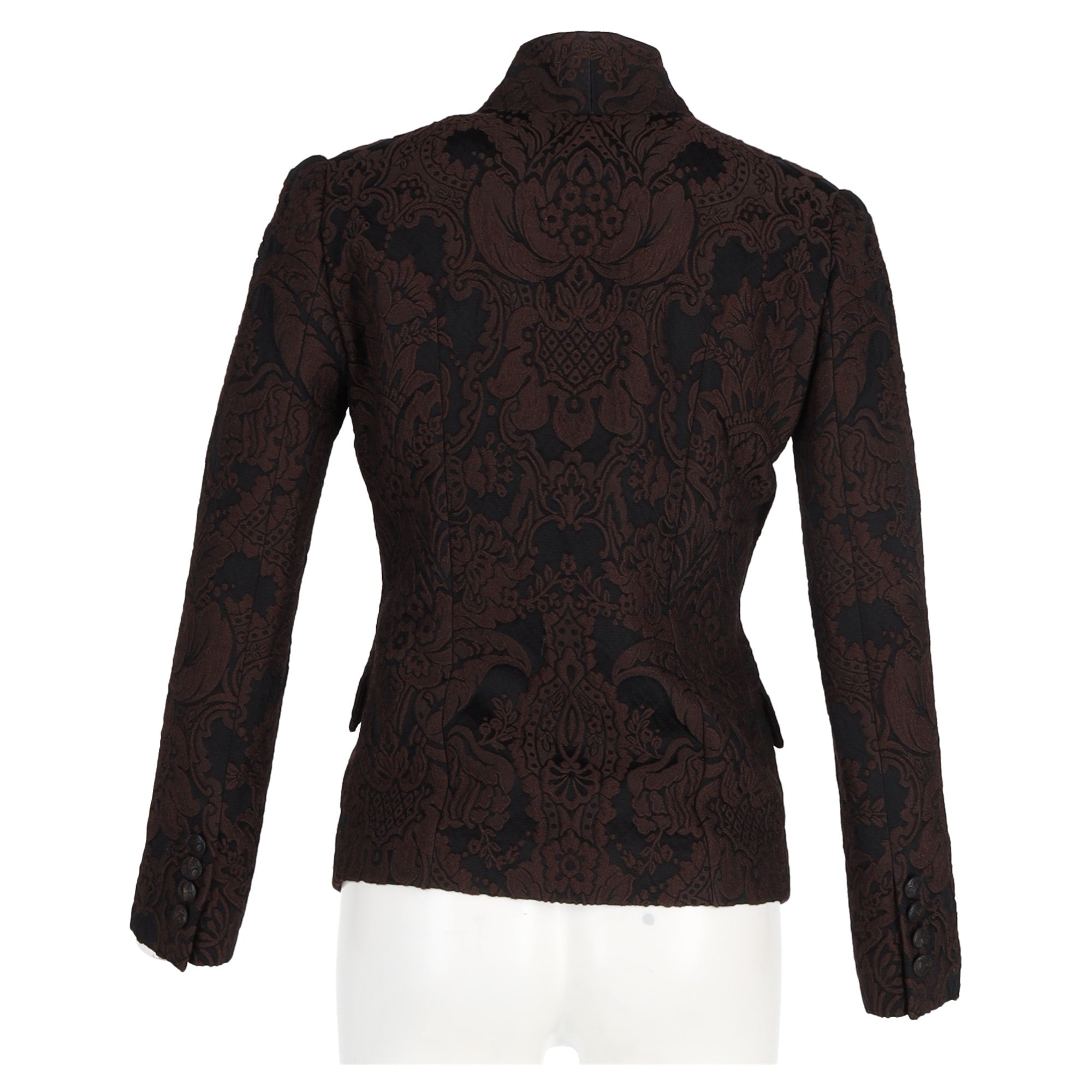 Women's Gucci 2010s Floral-Jacquard Blazer in Brown Wool