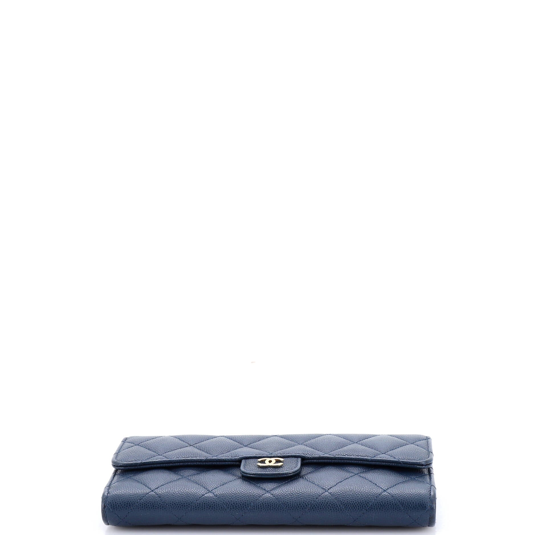 CC Gusset Classic Flap Wallet Quilted Caviar Long