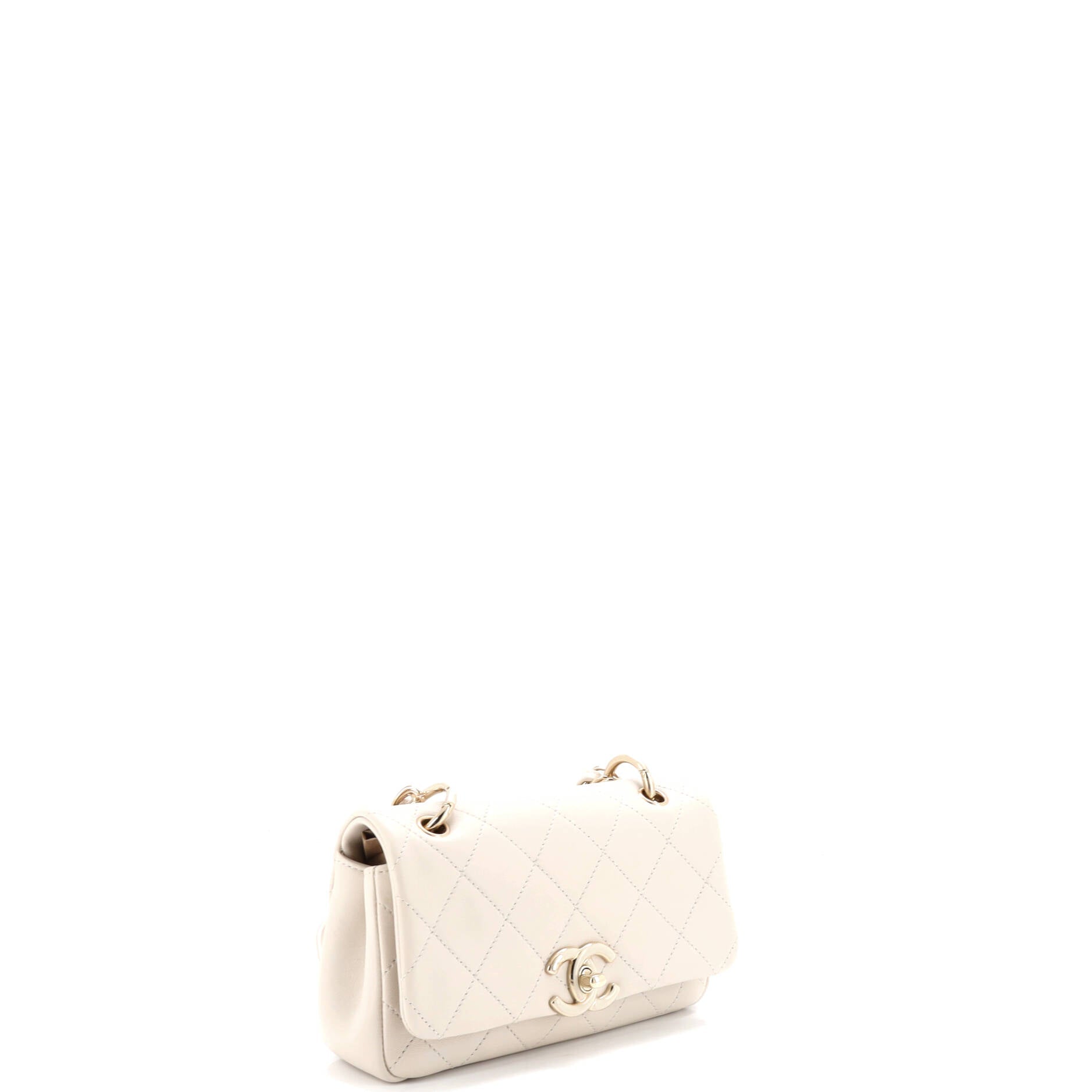 Twist Chain Enamel CC Flap Bag Quilted Lambskin Medium