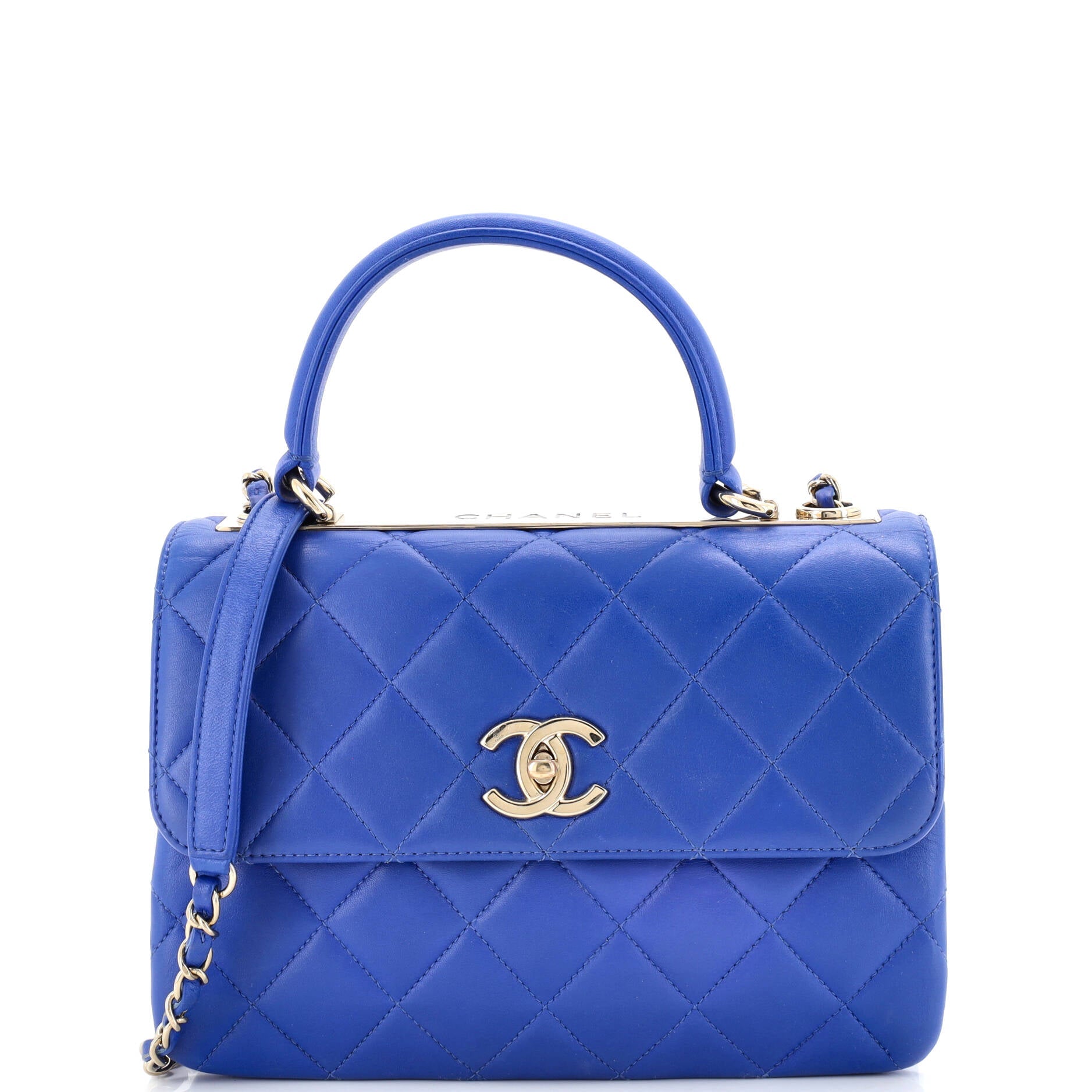 Trendy CC Top Handle Bag Quilted Lambskin Small