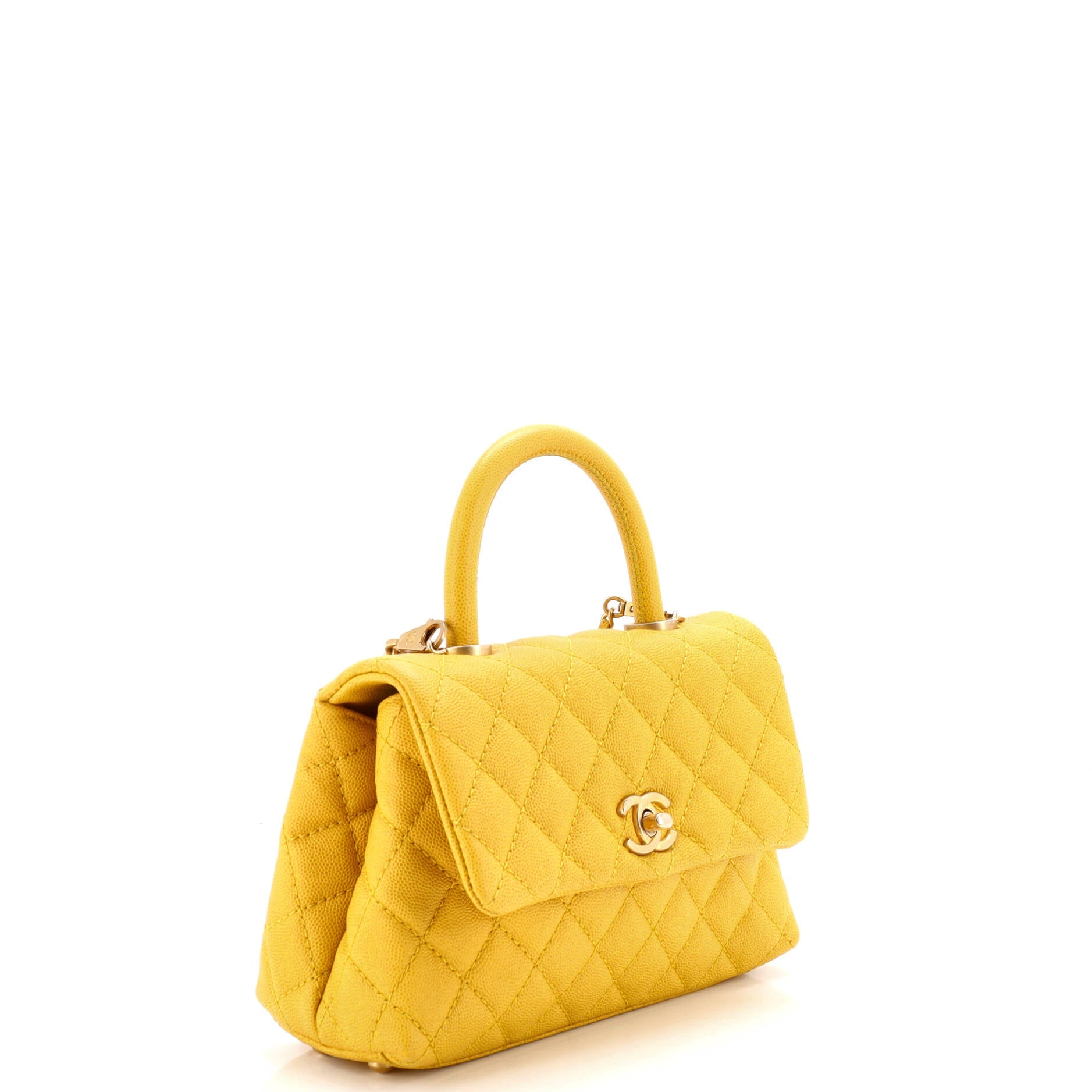 Coco Top Handle Bag Quilted Caviar Mini