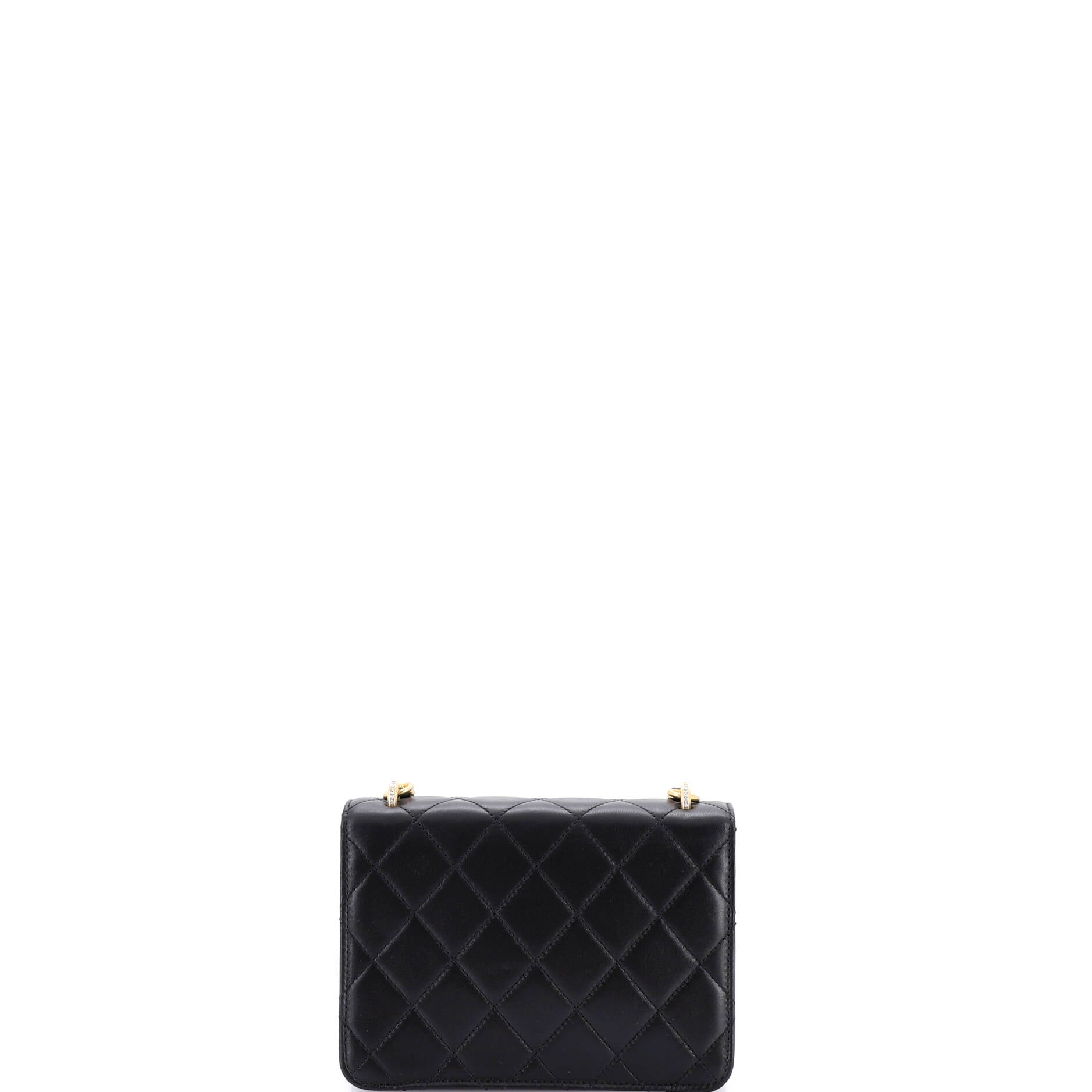 Crystal Geometric Frame CC Flap Bag Quilted Lambskin with Crystal Detail Small