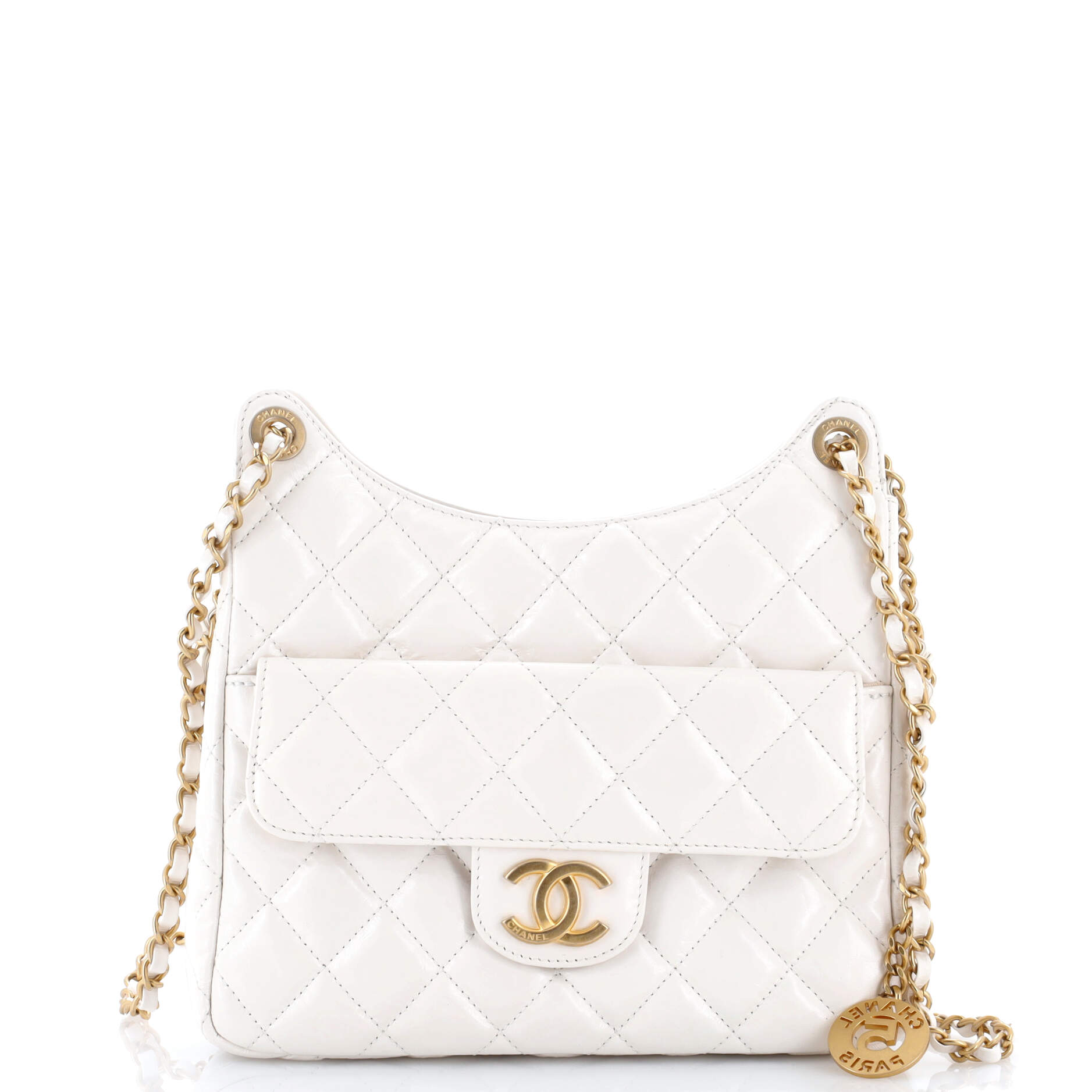 Wavy CC Hobo Quilted Crumpled Calfskin Medium