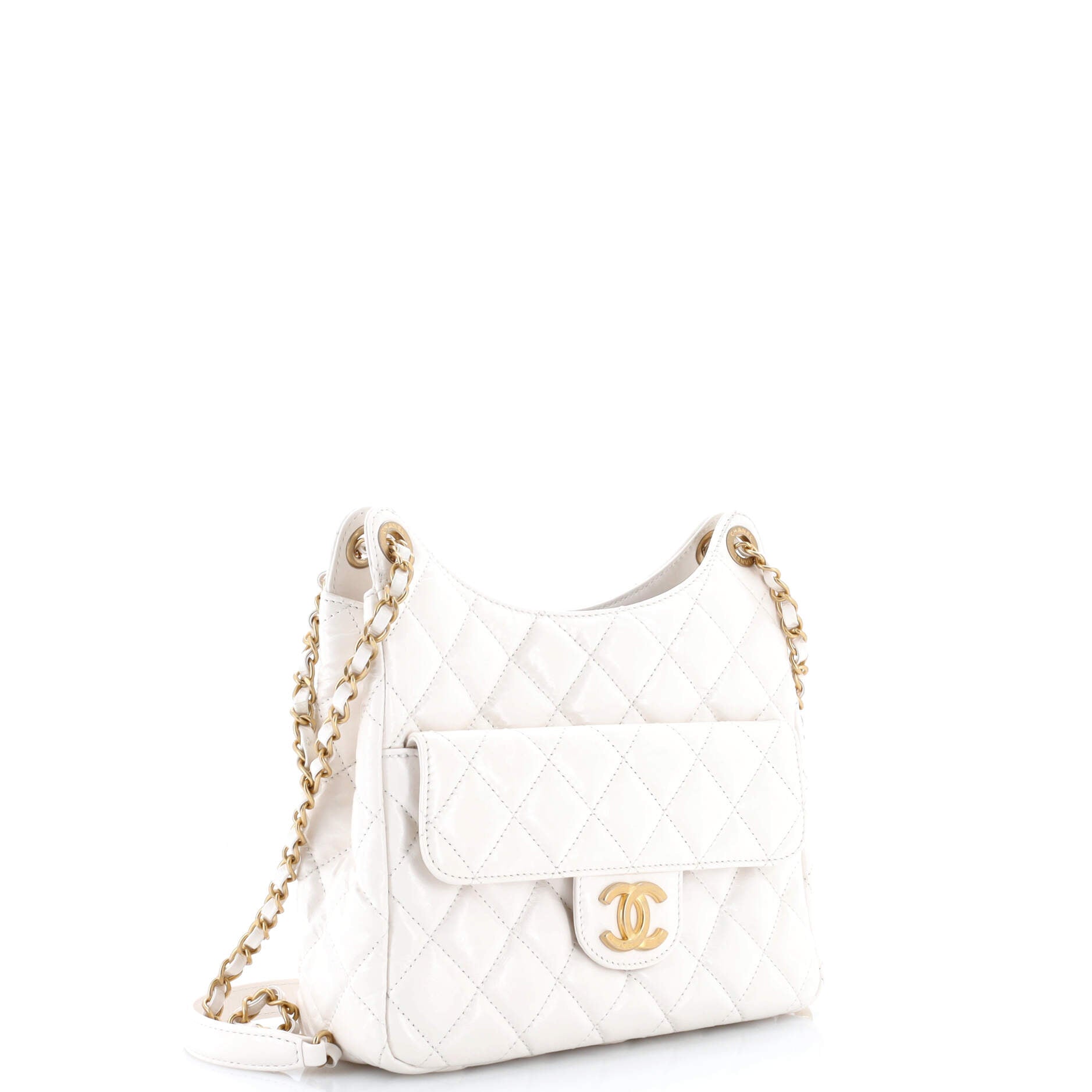 Wavy CC Hobo Quilted Crumpled Calfskin Medium