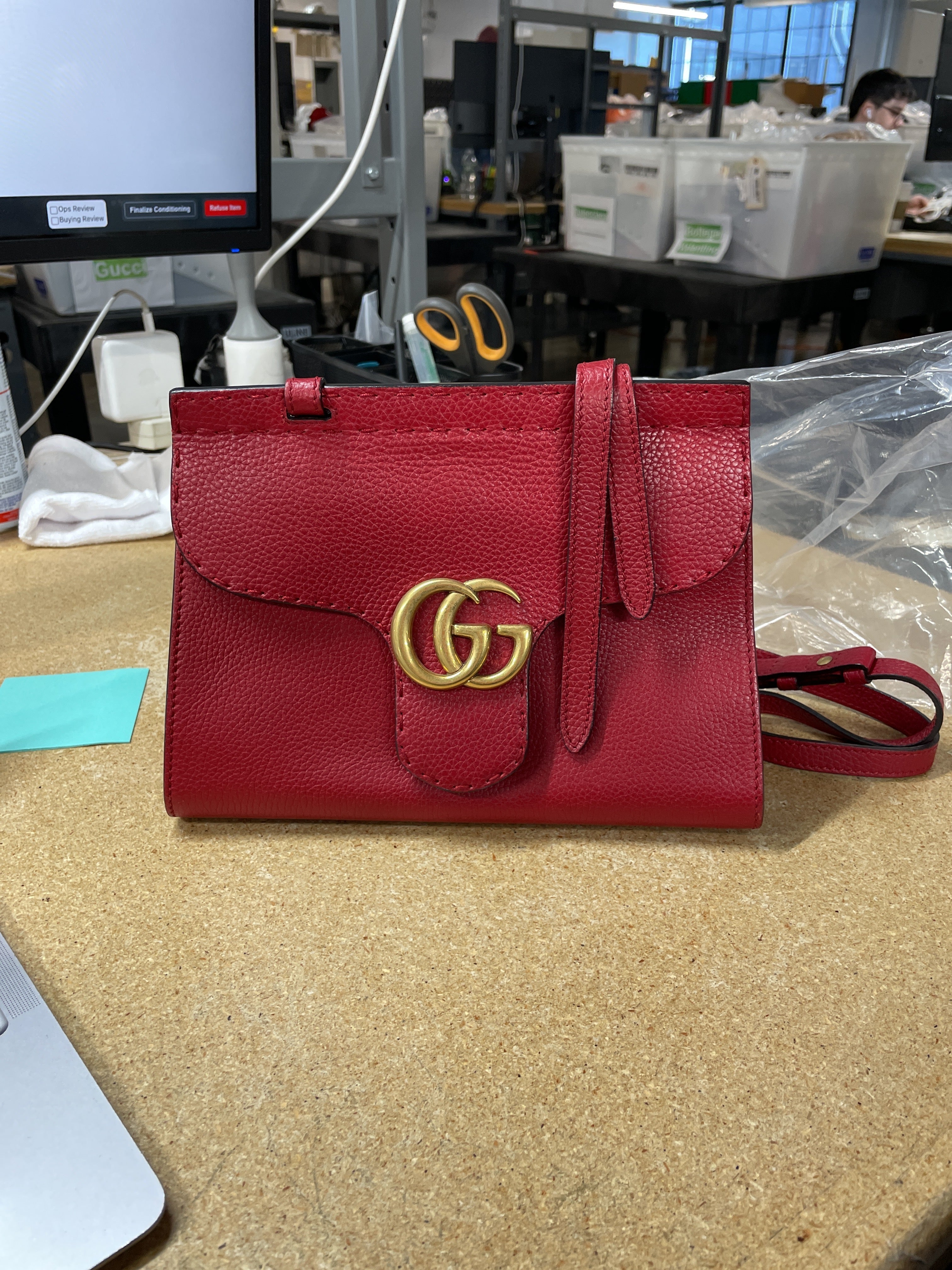 GG Marmont Top Handle Bag Leather Mini