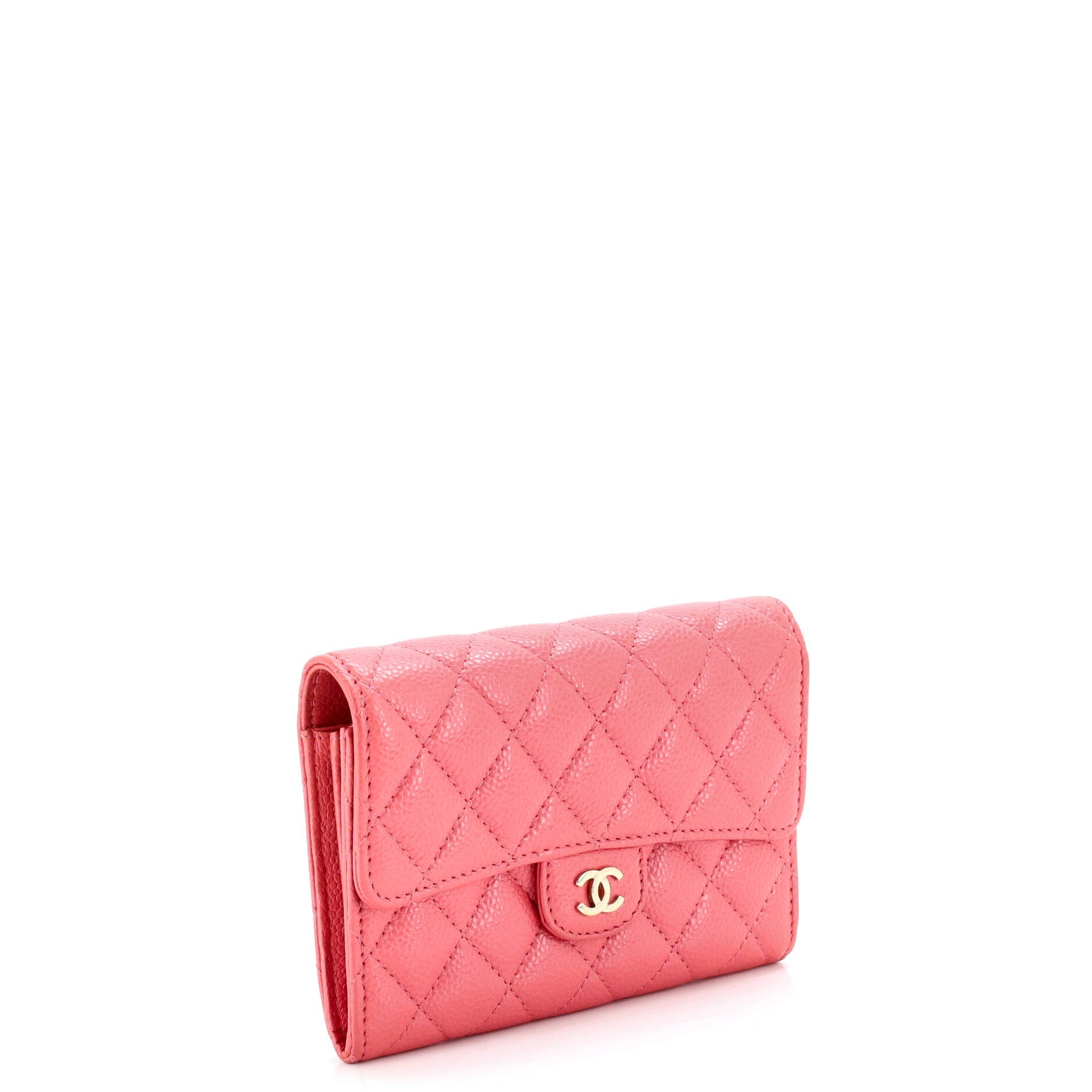 CC Gusset Classic Flap Wallet Quilted Caviar Medium