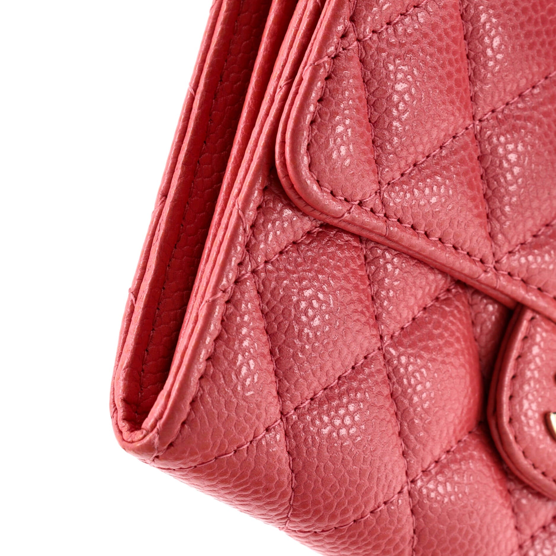 CC Gusset Classic Flap Wallet Quilted Caviar Medium