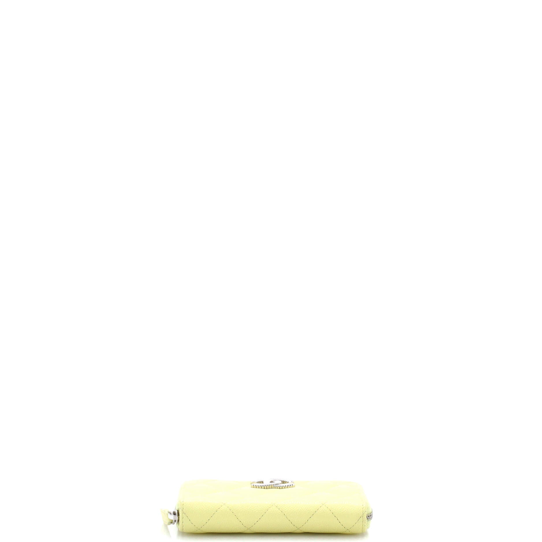 Textured CC Zip Coin Purse Quilted Caviar Small