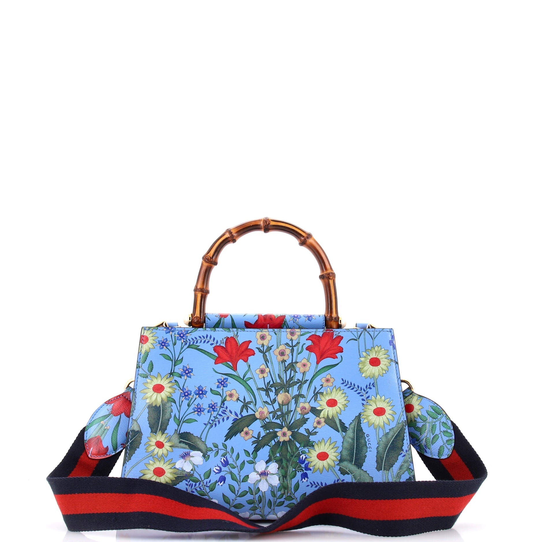 Nymphaea Top Handle Bag Floral Printed Leather Small