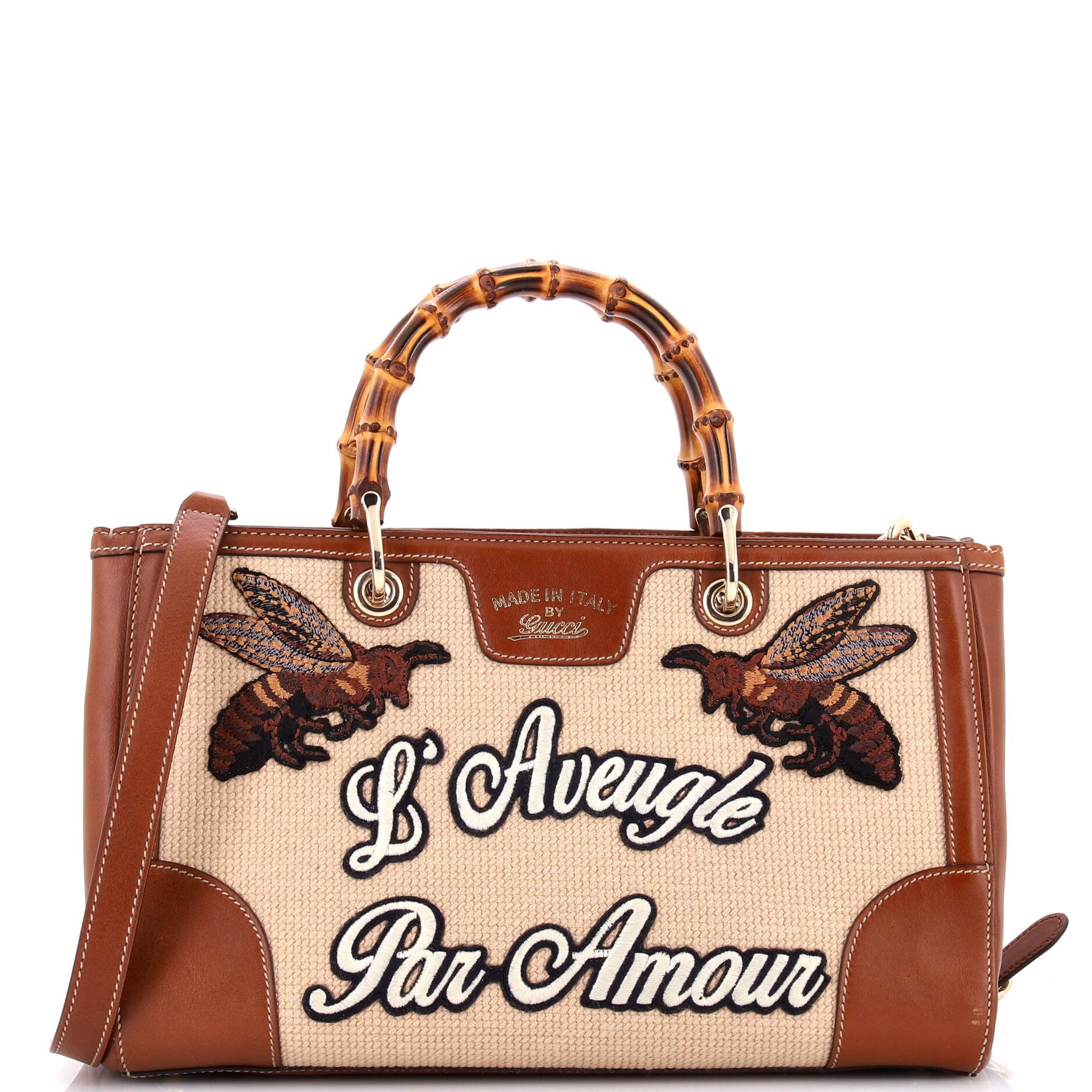 Bamboo Web Shopper Tote Embroidered Cross Stitch Canvas Medium