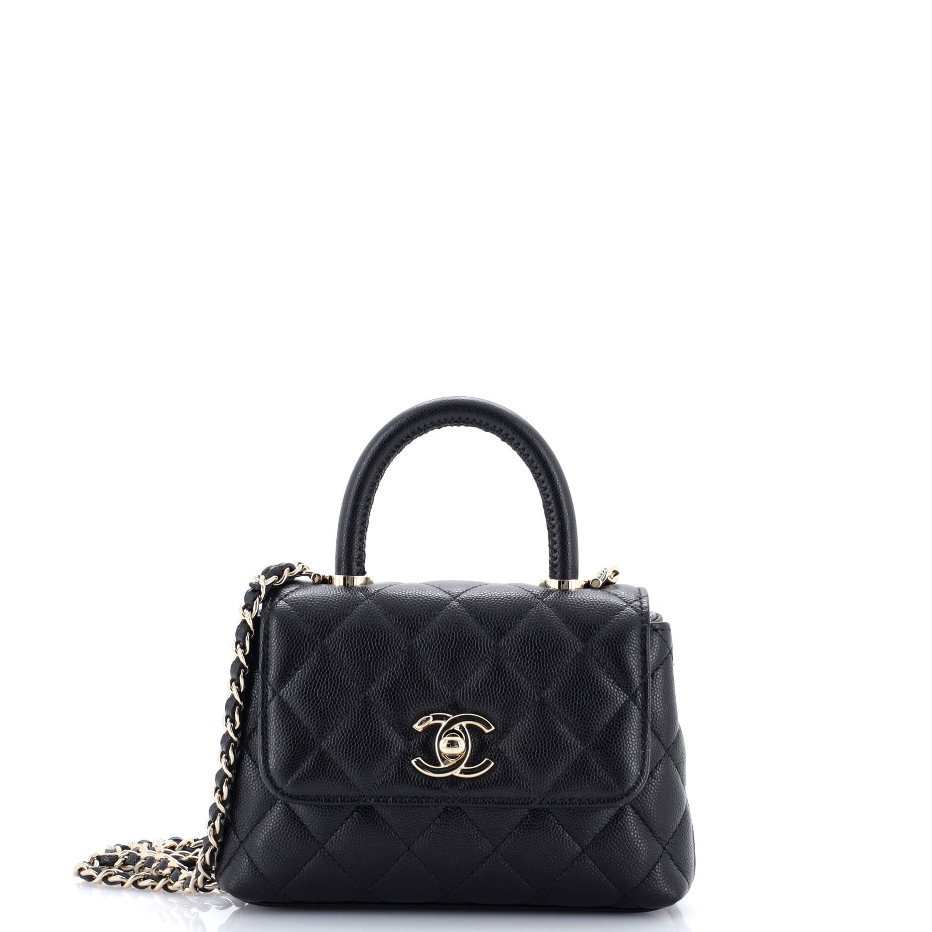 Coco Top Handle Bag Quilted Caviar Extra Mini