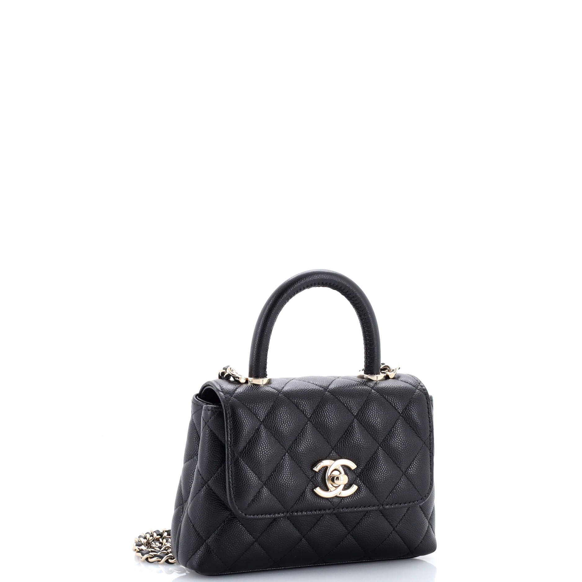 Coco Top Handle Bag Quilted Caviar Extra Mini