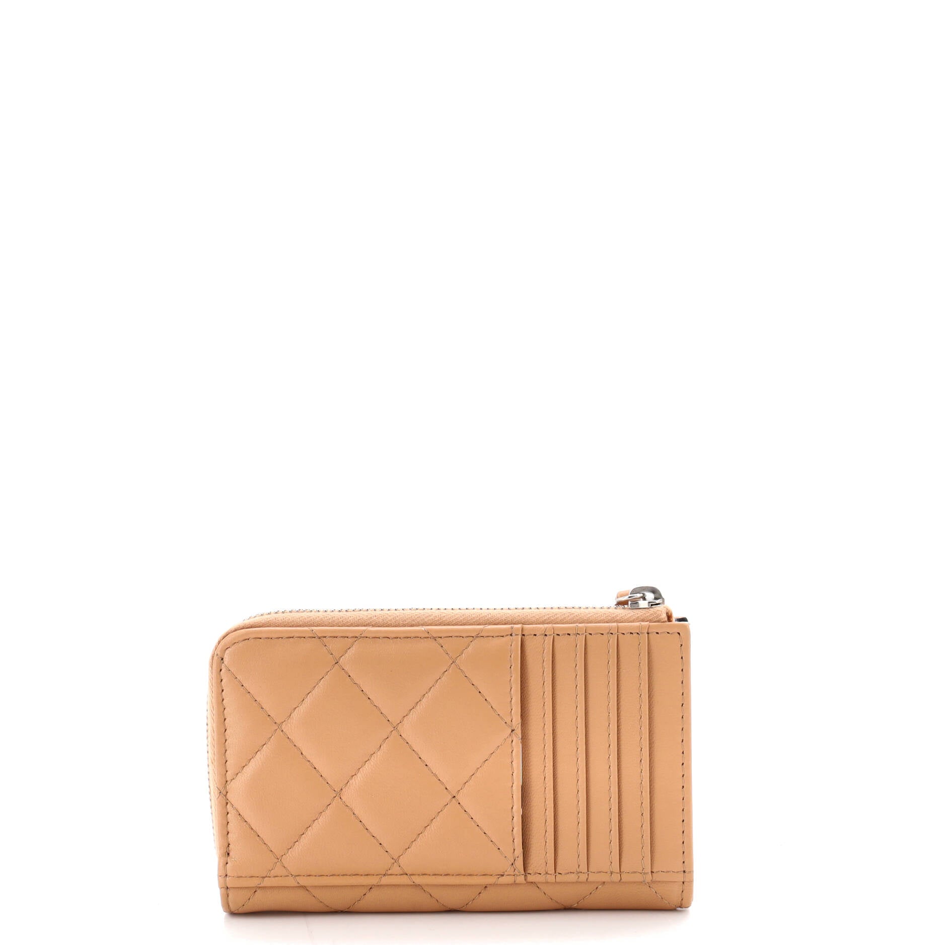 Textured CC Zip Around Card Holder Quilted Lambskin