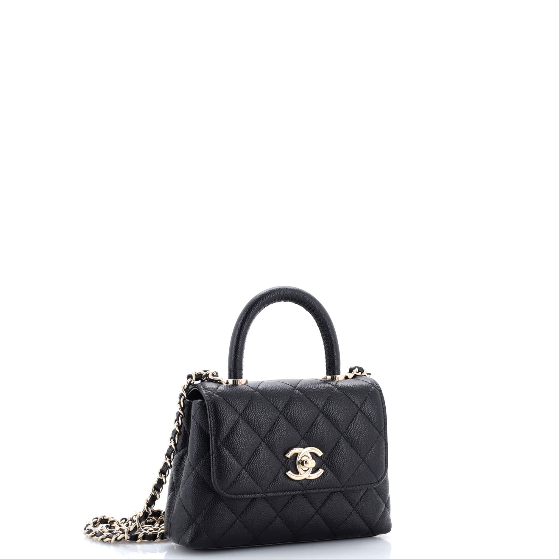 Coco Top Handle Bag Quilted Caviar Extra Mini