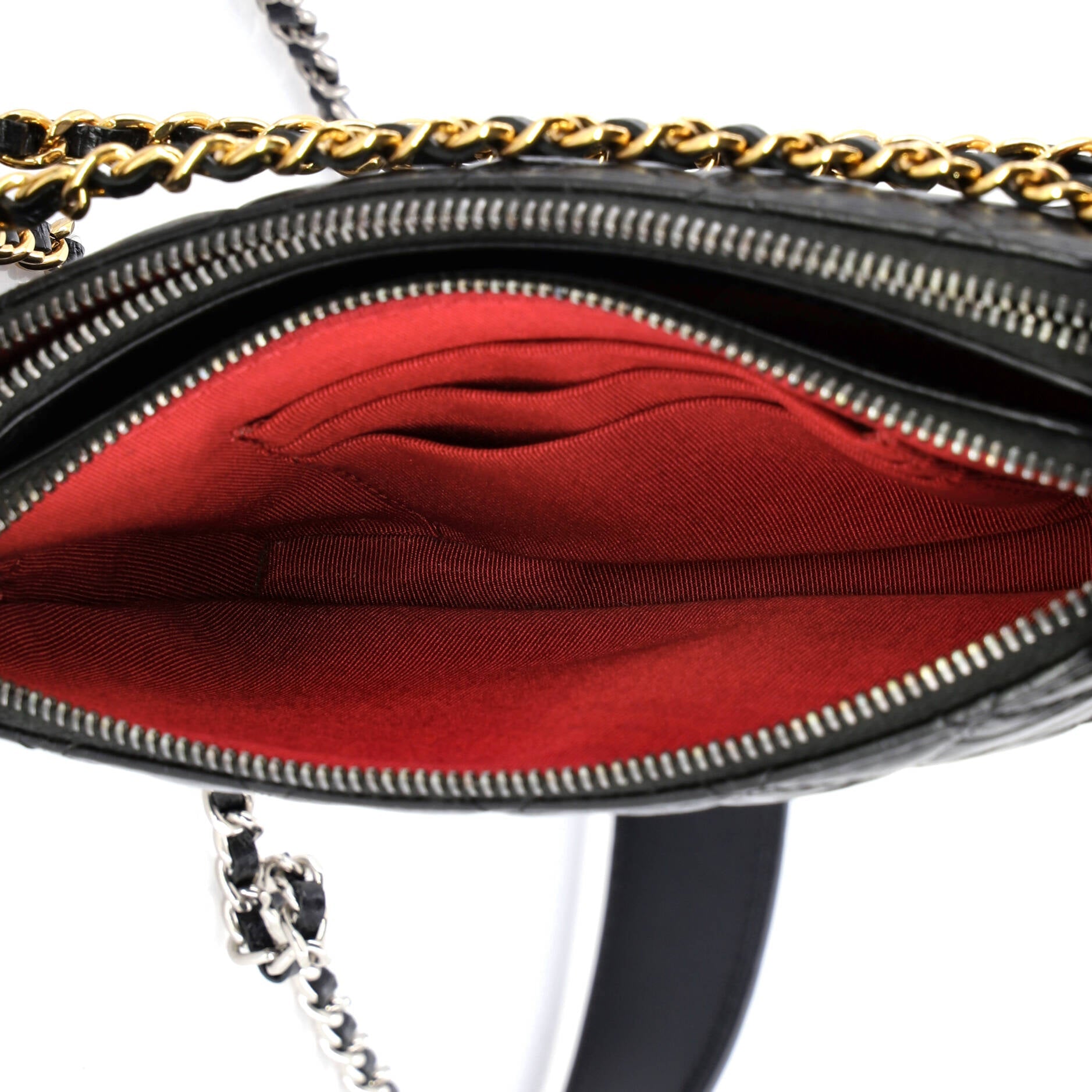Gabrielle Logo Handle Double Zip Clutch with Chain Quilted Aged Calfskin