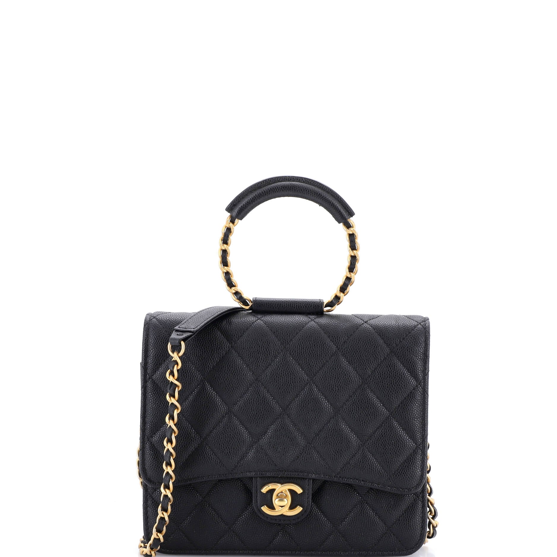 In The Loop Square Wallet on Chain Quilted Caviar