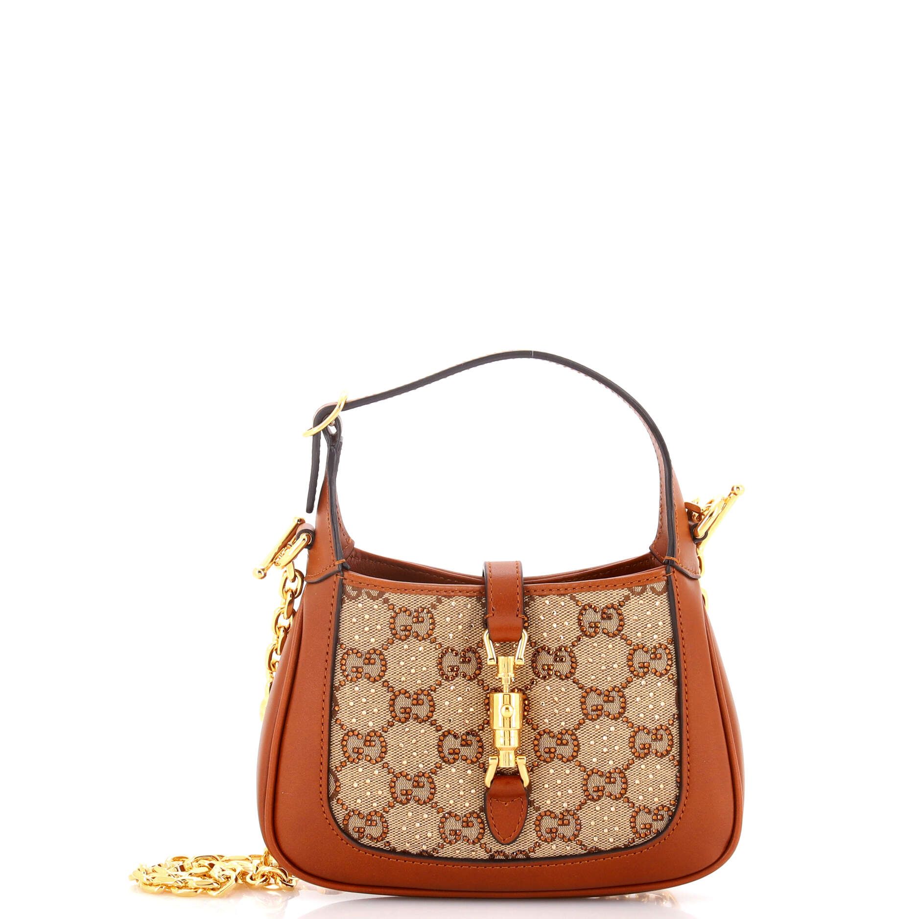 Jackie 1961 Chain Hobo Crystal Embellished GG Canvas Mini