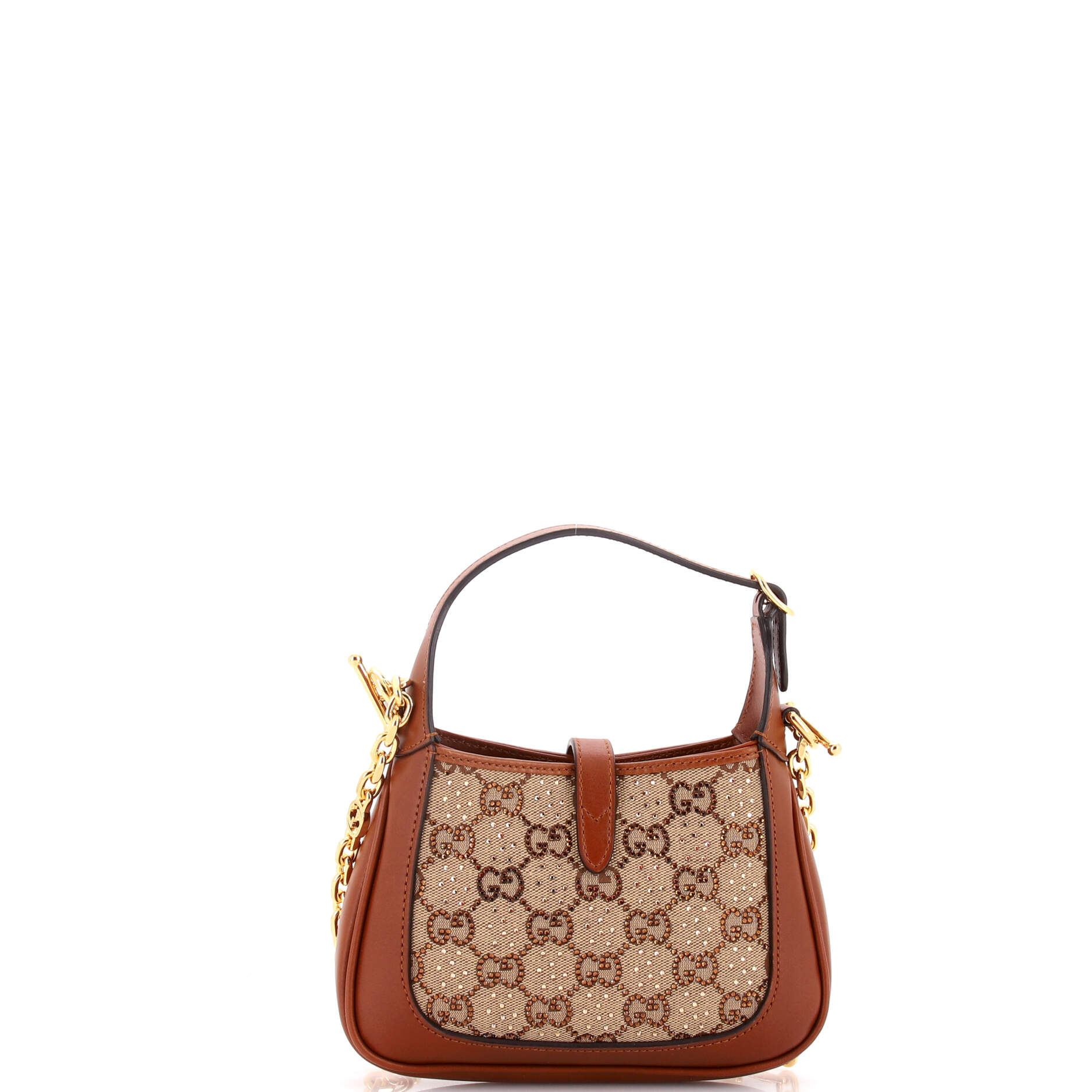 Jackie 1961 Chain Hobo Crystal Embellished GG Canvas Mini
