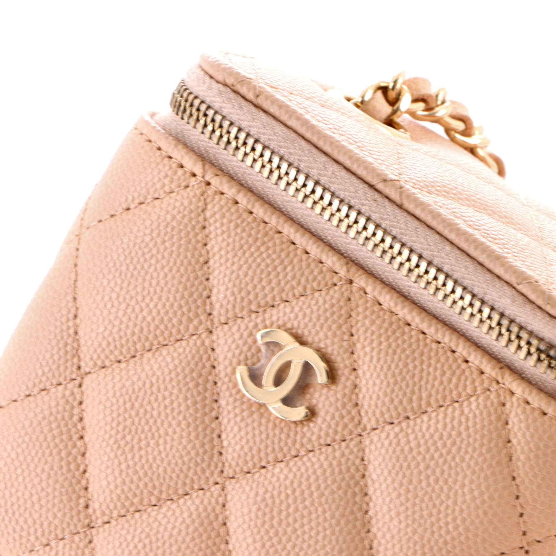 Classic Vanity Case with Chain Quilted Caviar Mini